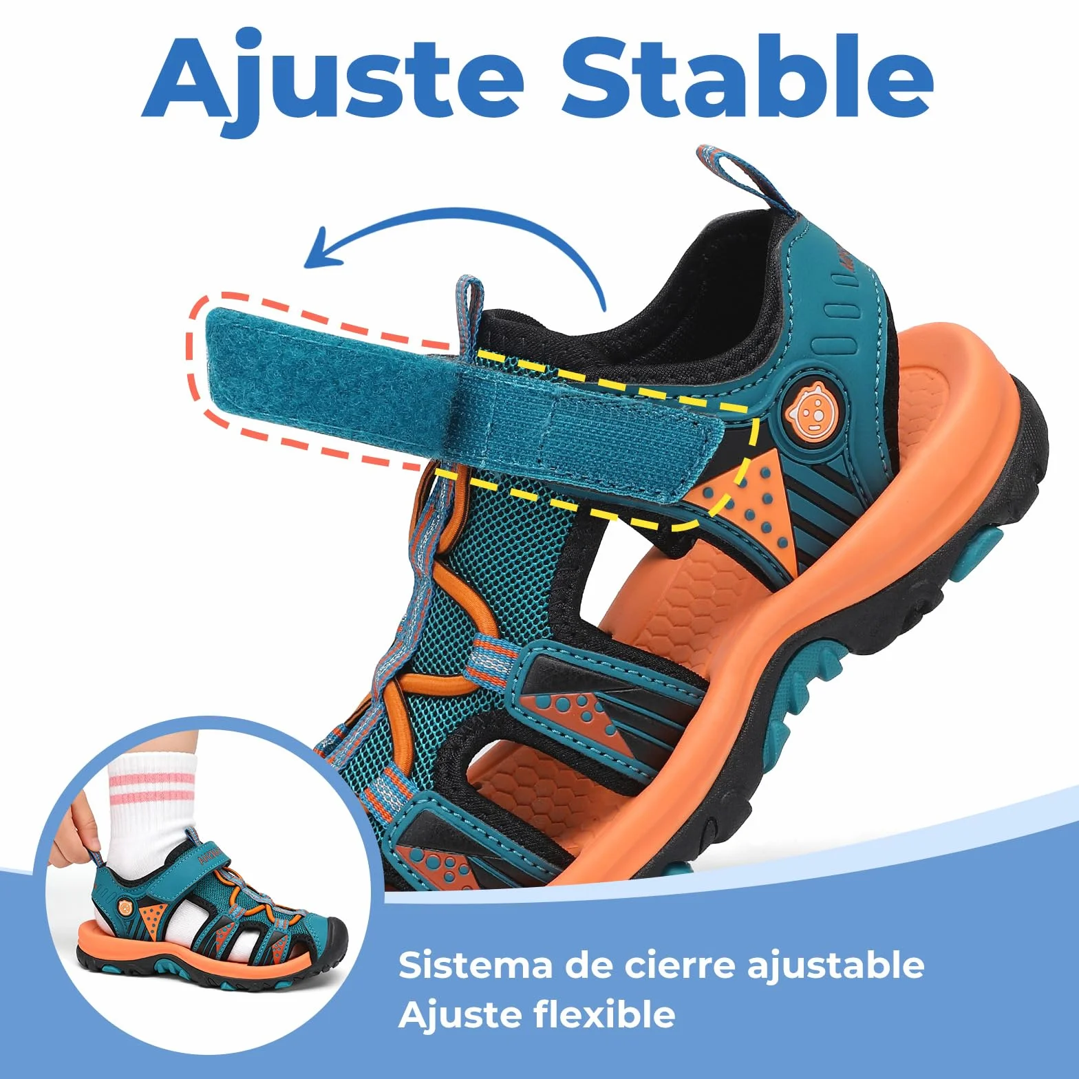 Mishansha Sandalias de Verano para Niños con Puntera Cerrada Resistentes y Cómodas para Actividades Al Aire Libre,25-38