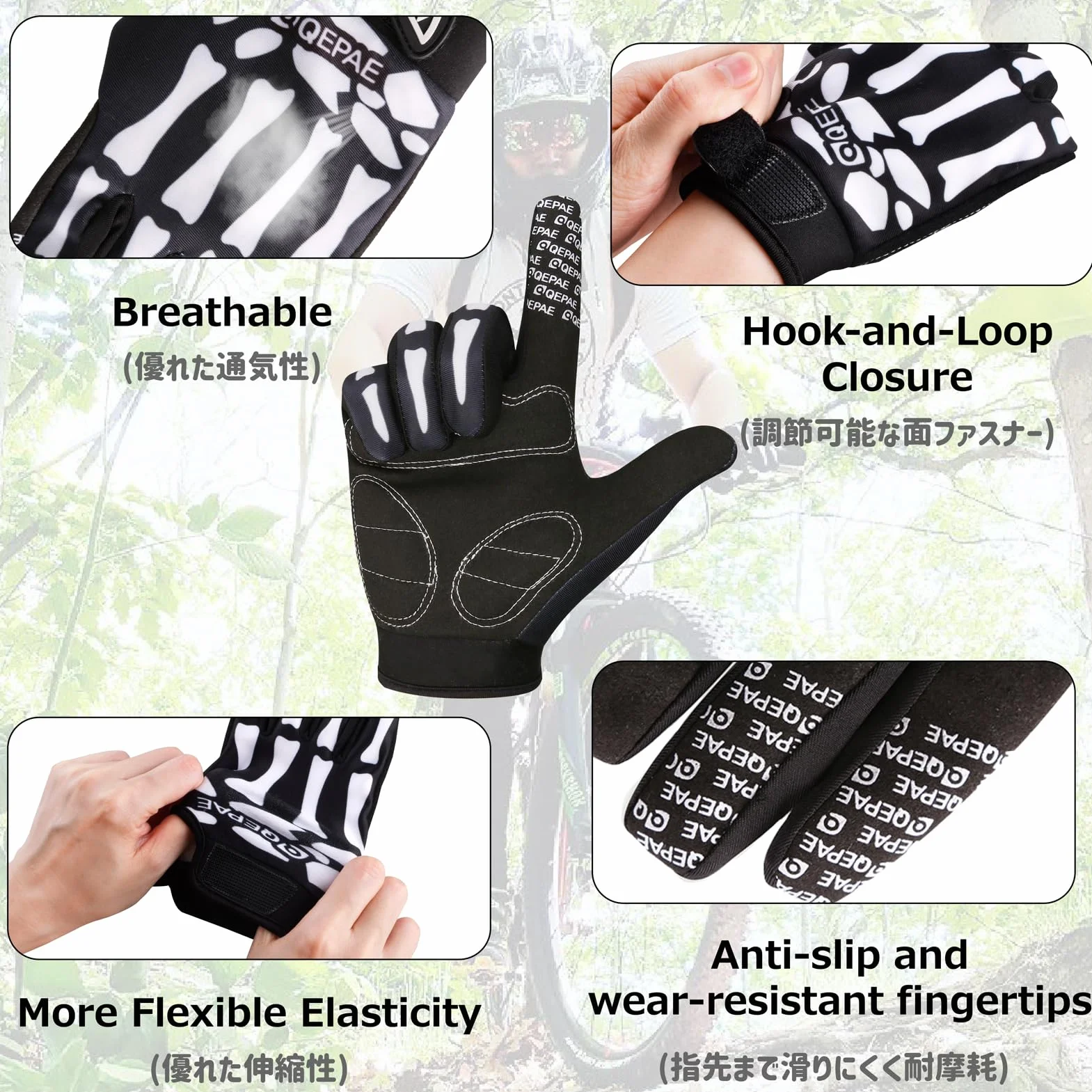 Azarxis Guantes de Ciclismo Ajustable con Pantalla Táctil para Bicicleta de Montaña