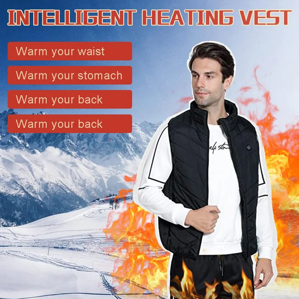 Chaqueta Calefactor Eléctrica USB 3 Temperaturas Ajustable Hombre Mujer Invierno