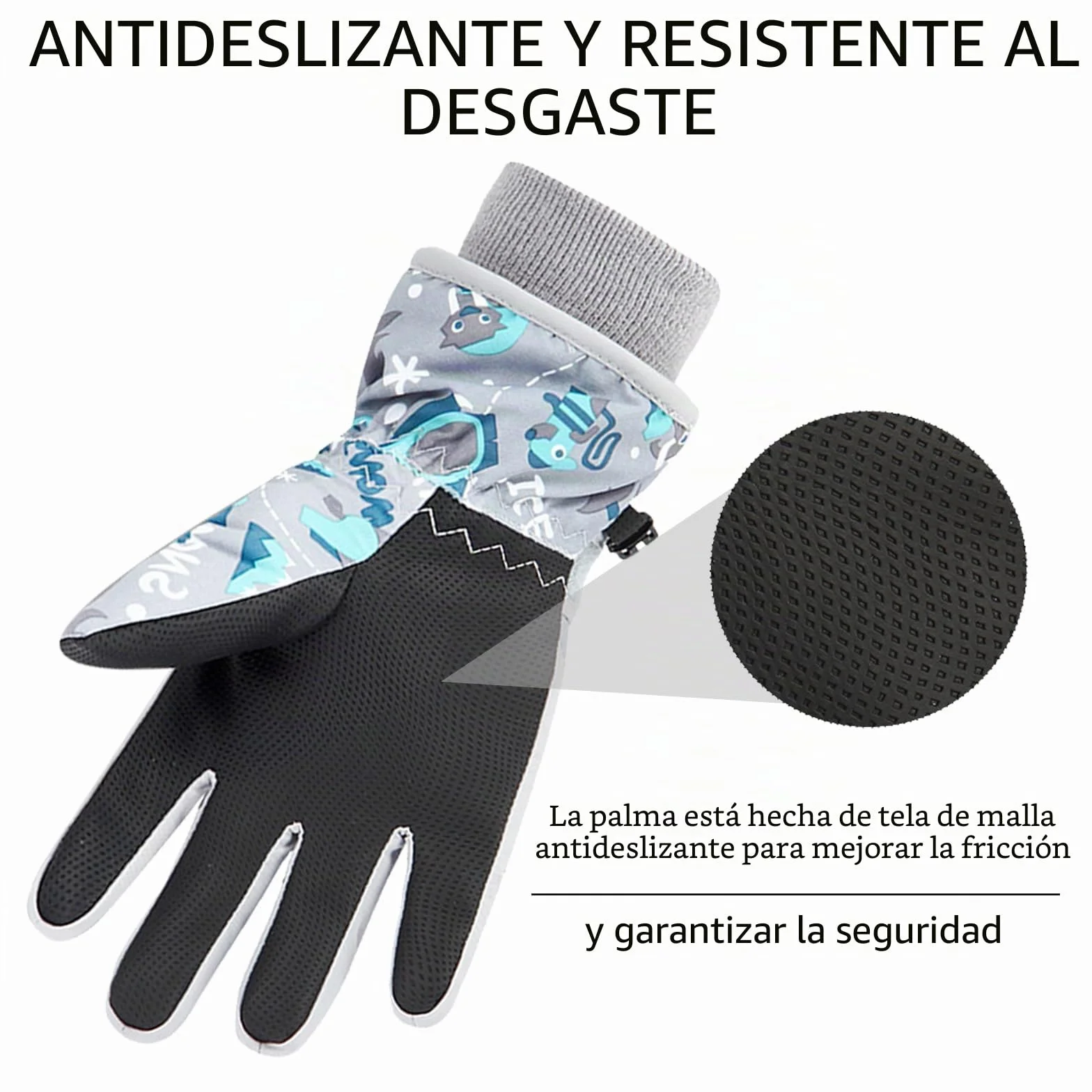 Guantes de Esquí Impermeables para Niños 7-9 Años