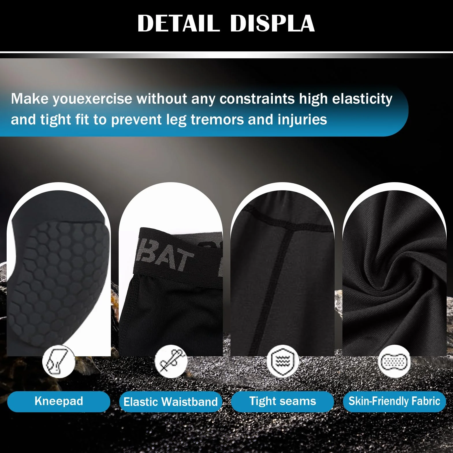 Pantalones De Baloncesto con Rodilleras 3/4 Capri Medias De Compresión Acolchadas para Hombre