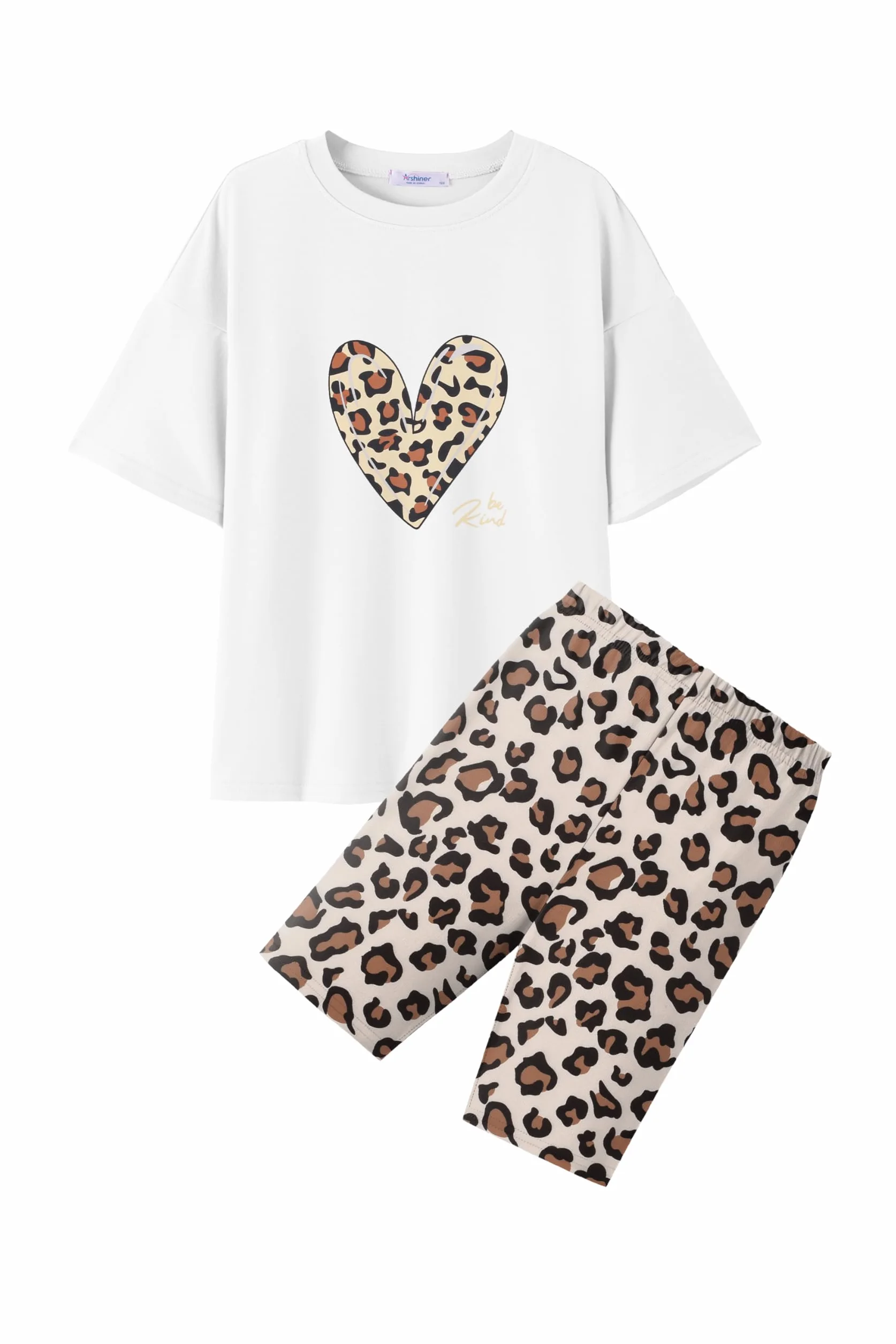 Arshiner Conjuntos de ropa para niña, camiseta con leggings cortos, juego de dos piezas, ropa de verano, ropa deportiva para niñas, ropa de moda para niños de 5 a 13 años