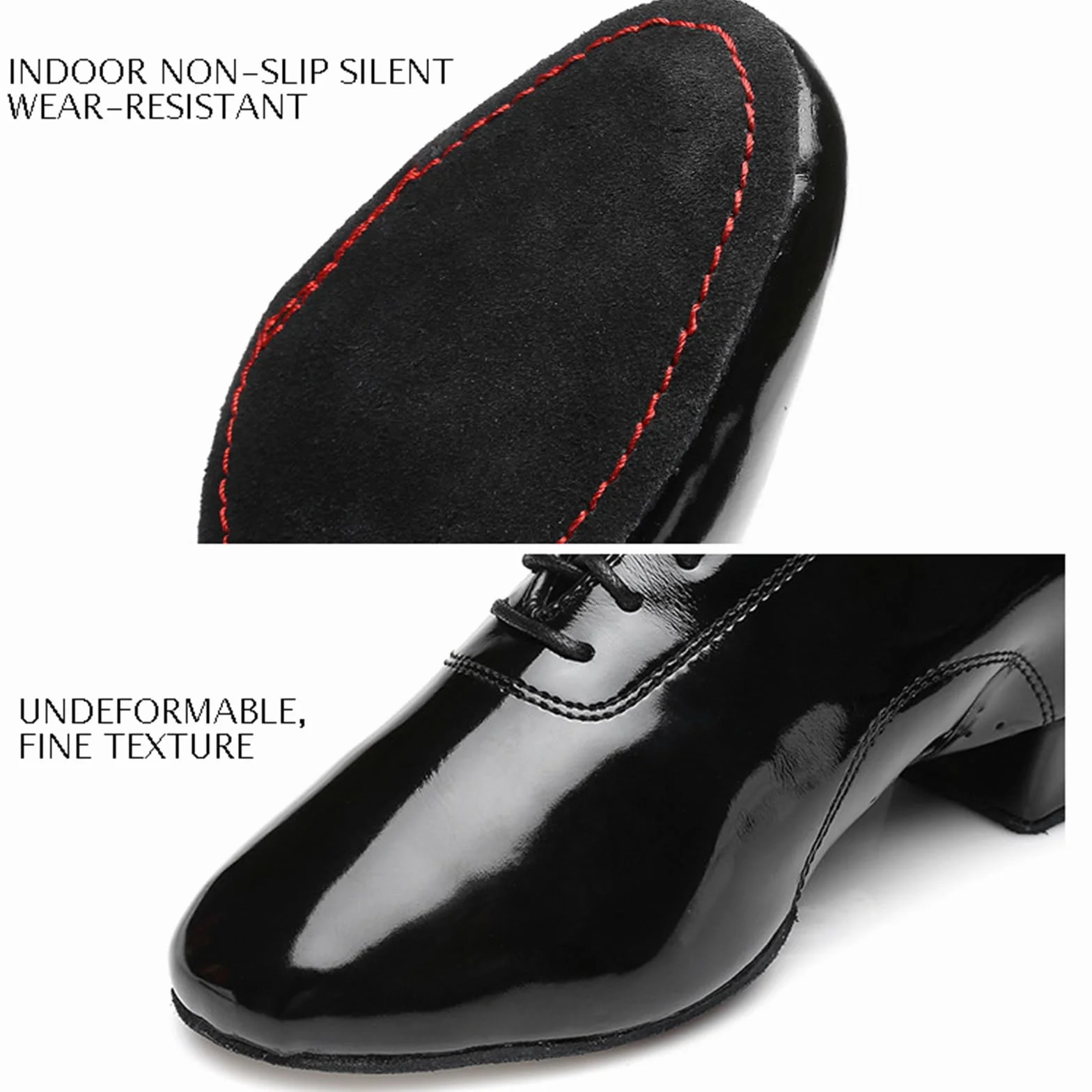 Zapatos De Baile Latino Hombre Suela Dividida Charol Tacón Bajo Transpirables