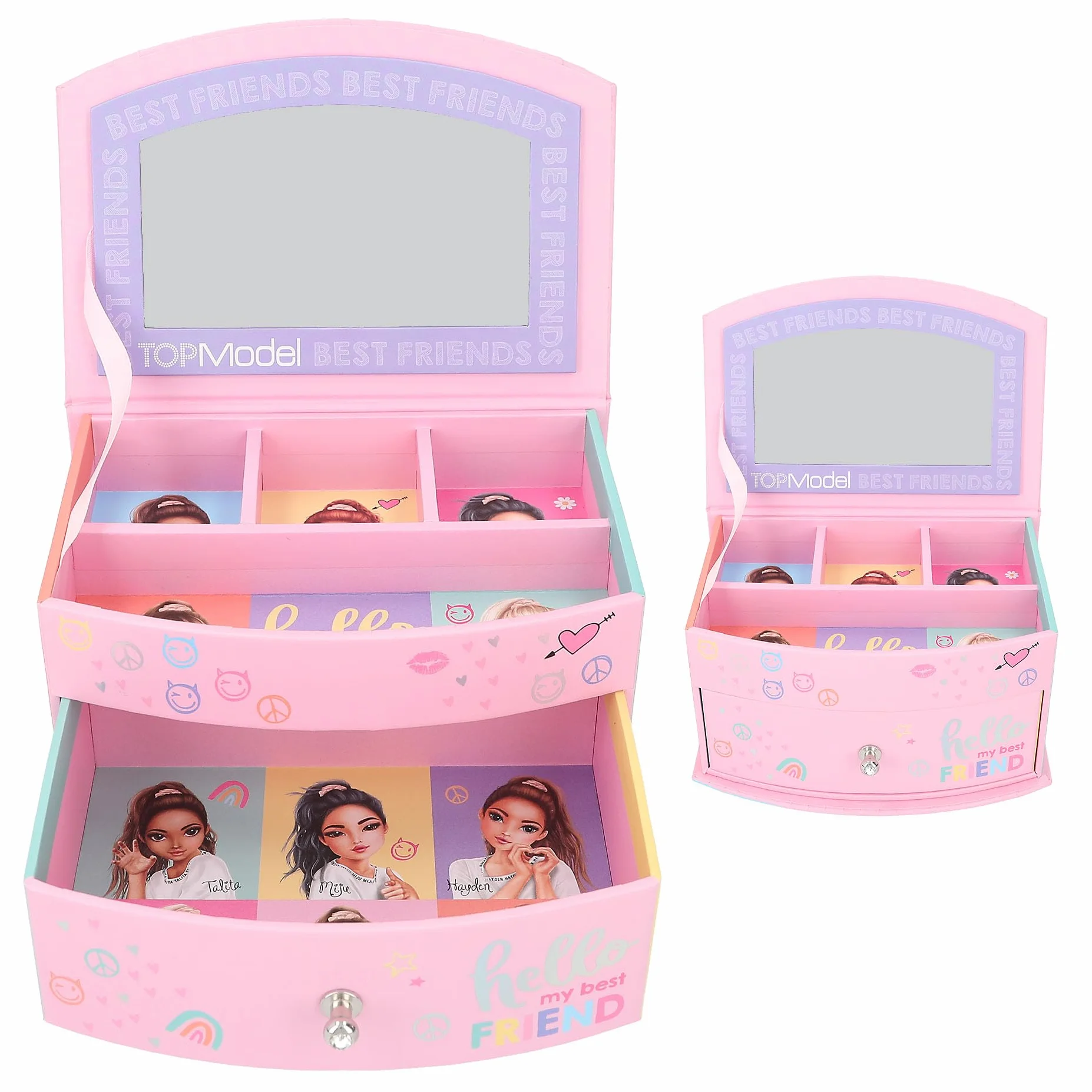 Depesche TOPModel Snap Shots Joyero Pequeño Rosa con Espejo y Tapa Abatible