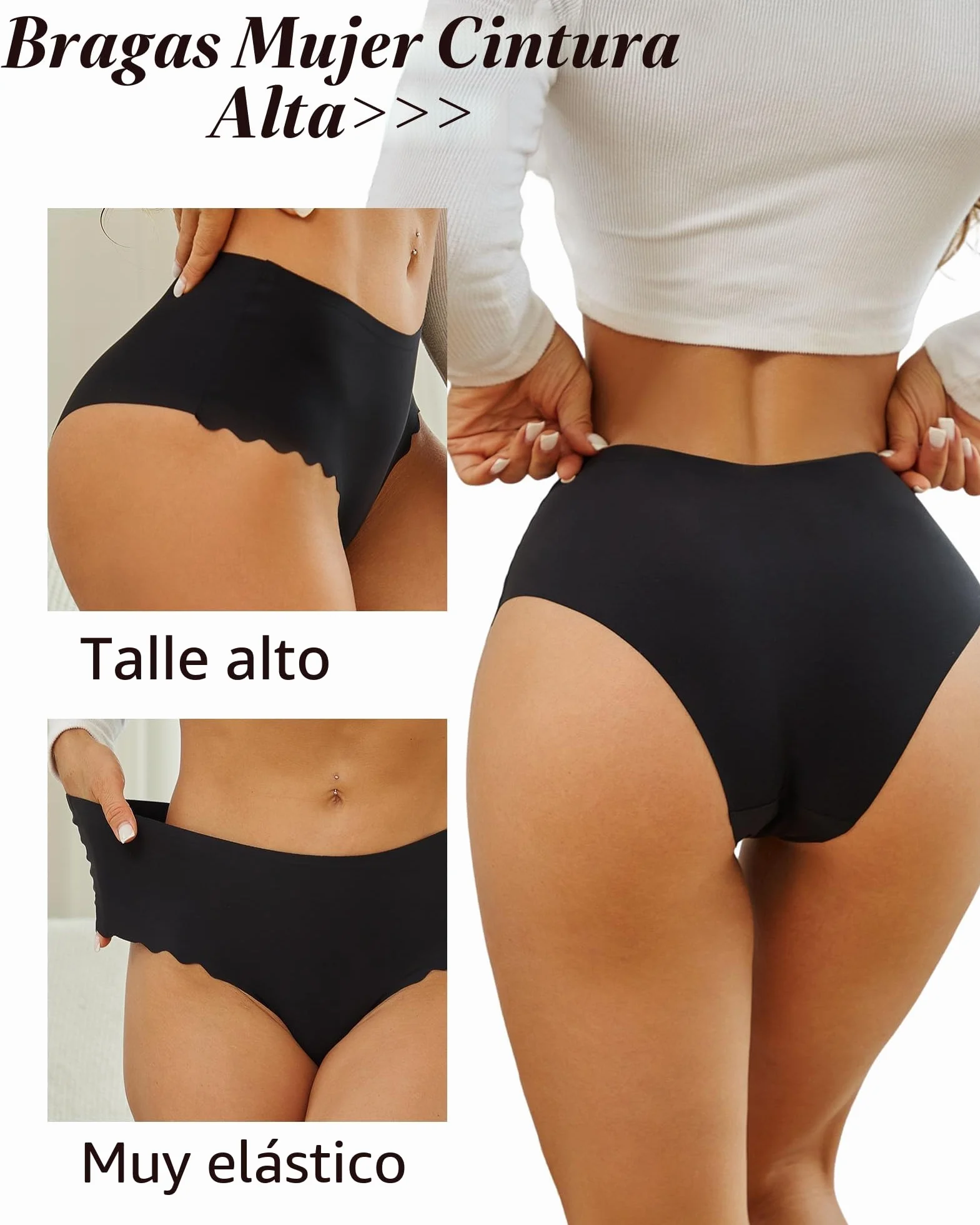 Sth Big Bragas sin Costuras Mujer Cintura Alta Ropa Interior Invisibles Pack de 6