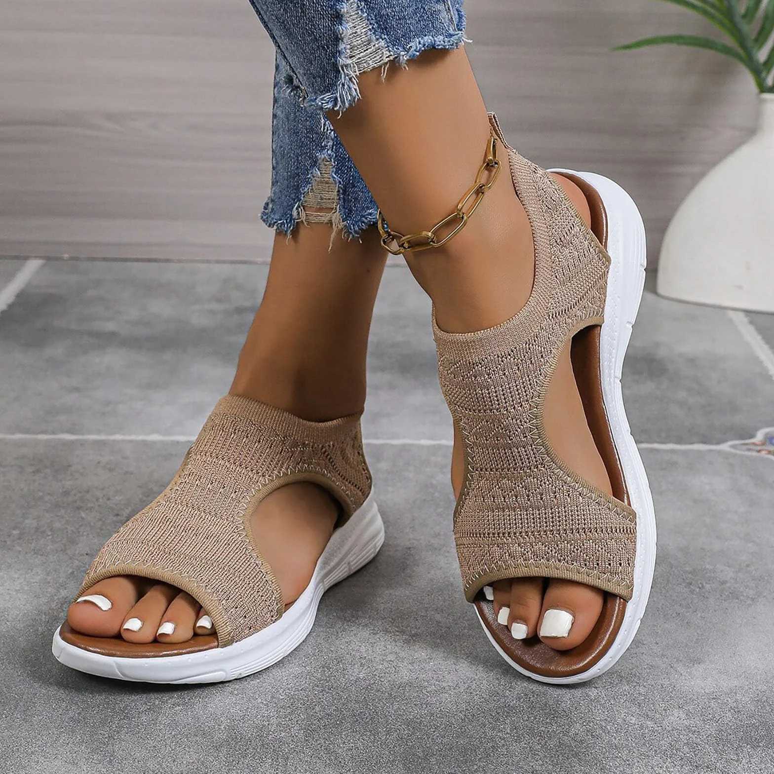 Sandalias Deportivas Ortopédicas para Mujer Moda con Punta Abierta Cuña Lavable de Verano