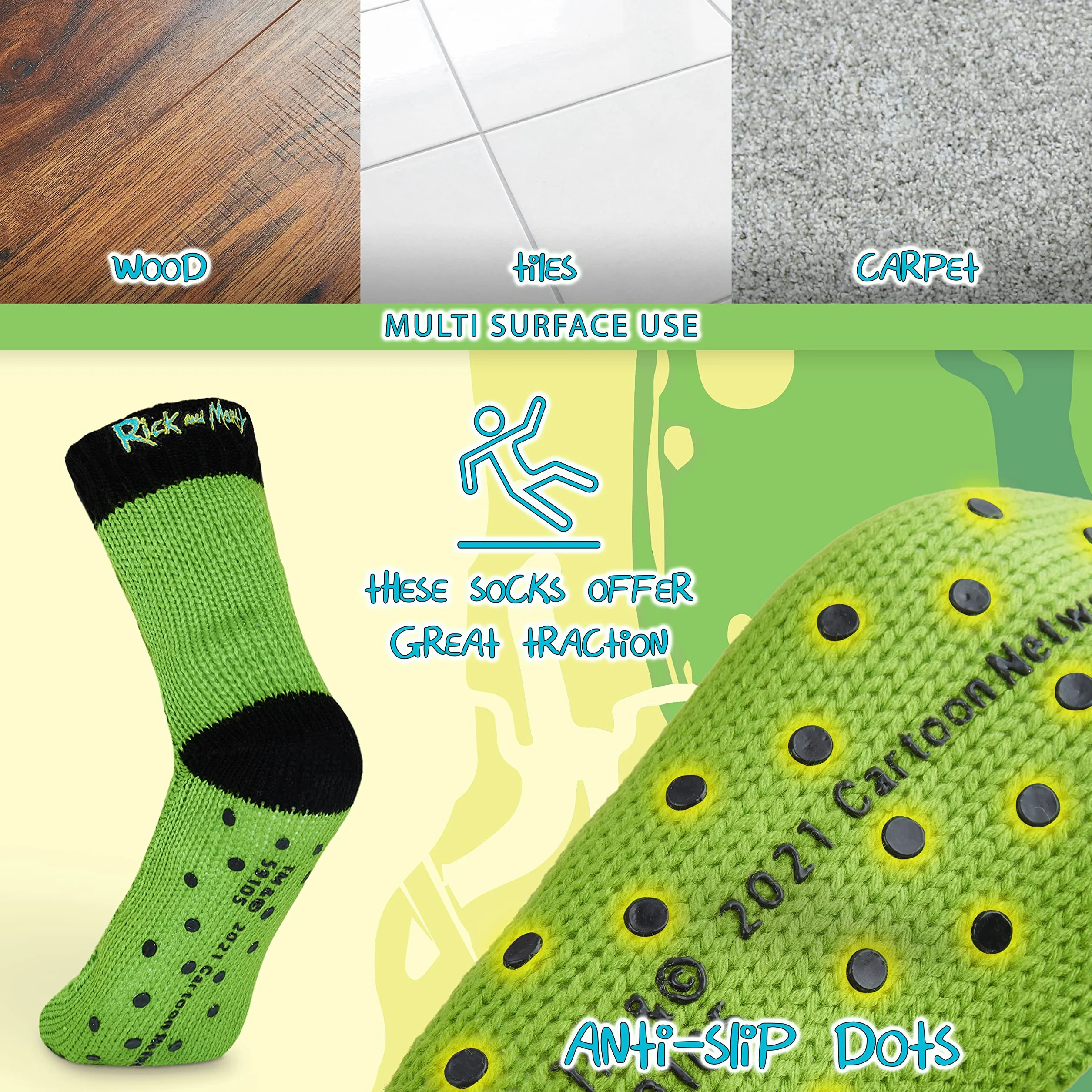 Rick and Morty Calcetines Antideslizantes 38-44 EU, Calcetines Pantuflas Forro Sherpa