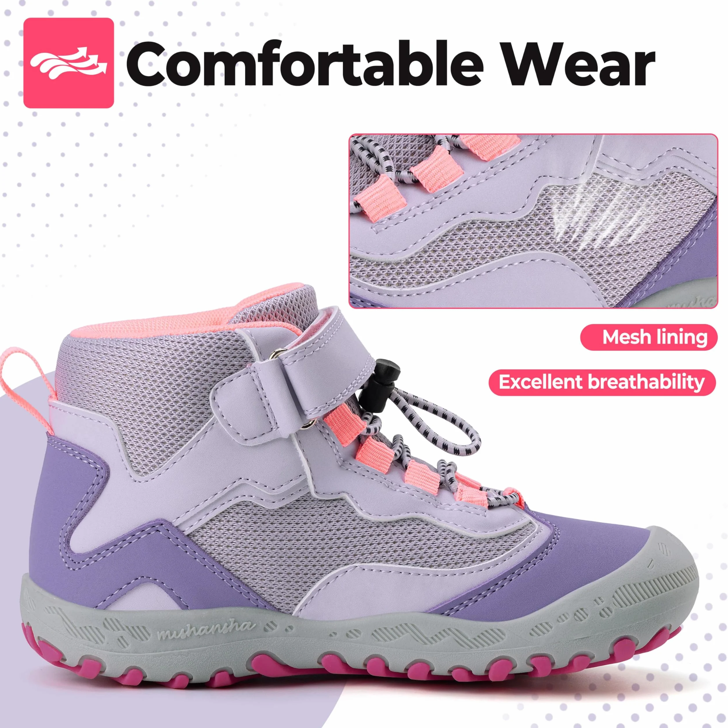 Mishansha Niña Zapatillas de Trekking Botas de Senderismo Transpirables Morado Claro 34