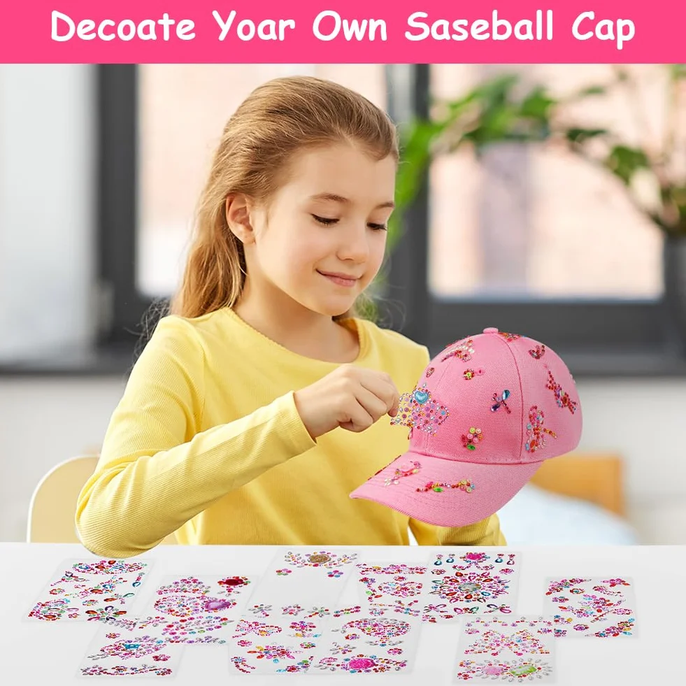 Gorra de Béisbol DIY con Pegatinas de Brillante Diamantes para Niñas