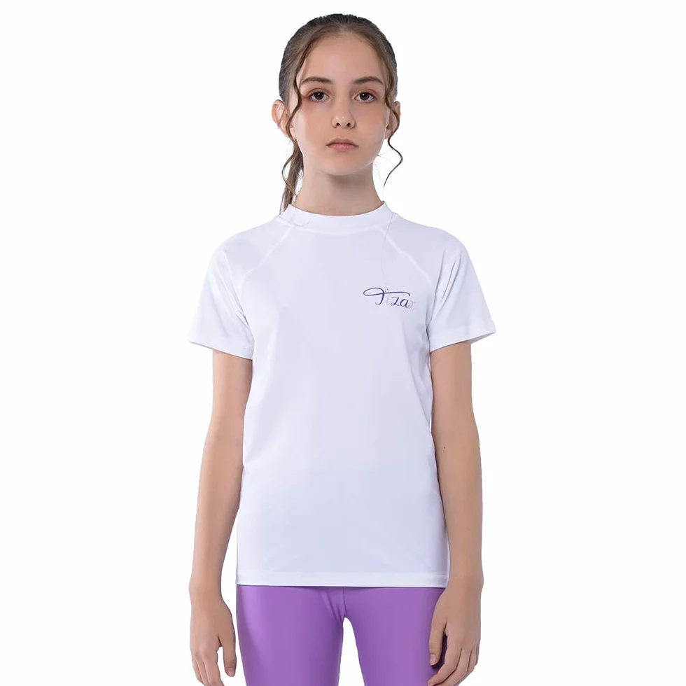 Camiseta Natación Protección Solar Niñas Traje Baño Manga Corta Rashguard Surf 4-14 años