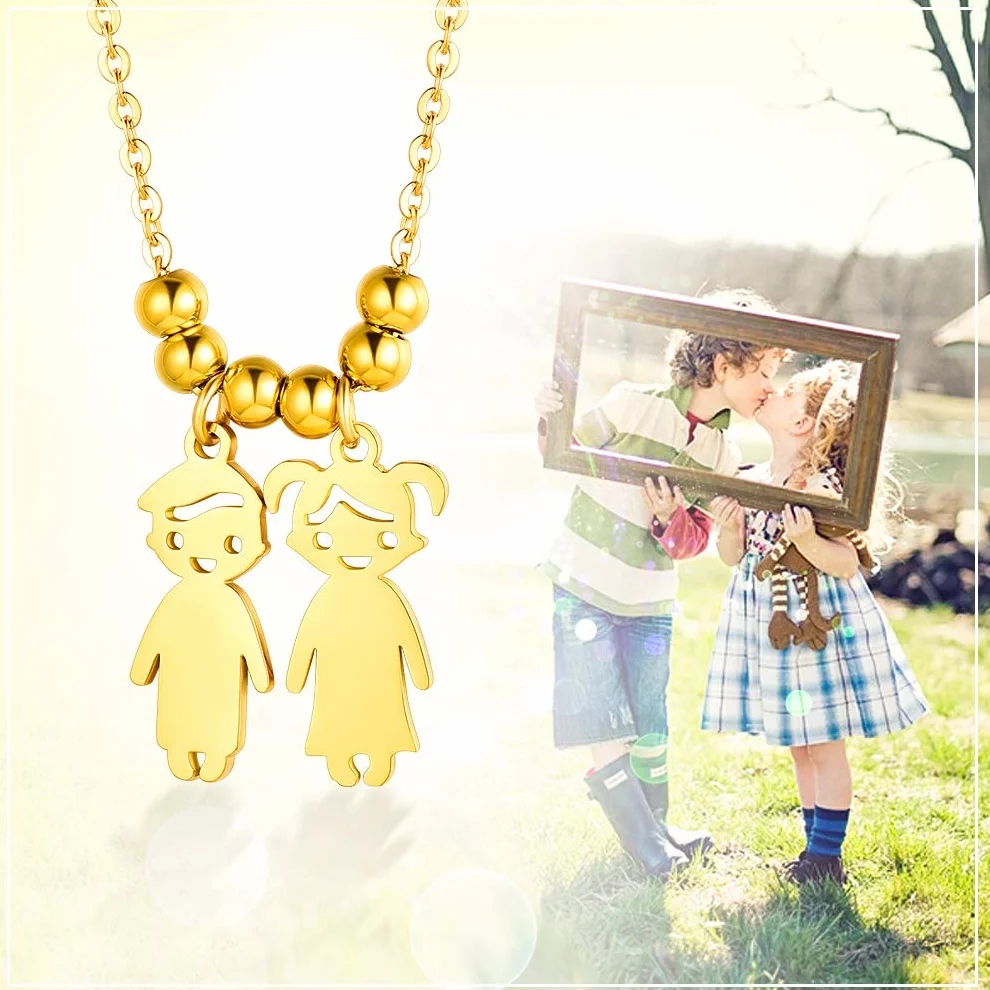 Collar Acero Inoxidable 316L Oro 18K Colgante Niño Niña Mujer Regalo Día Madre
