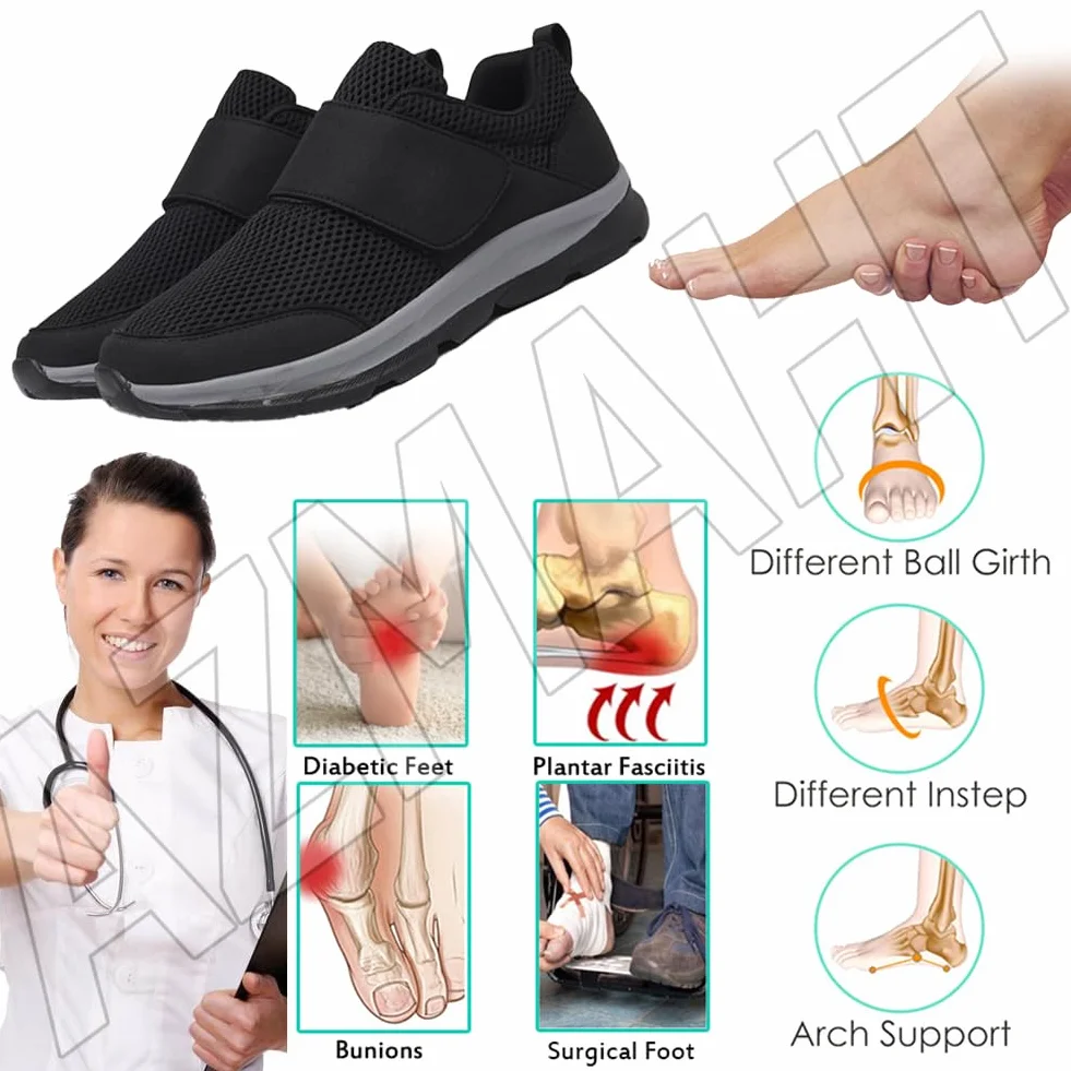 Zapatos ortopédicos Deportivos para Caminar Mujer Ancho Especial Diabéticos Gris 44 270mm