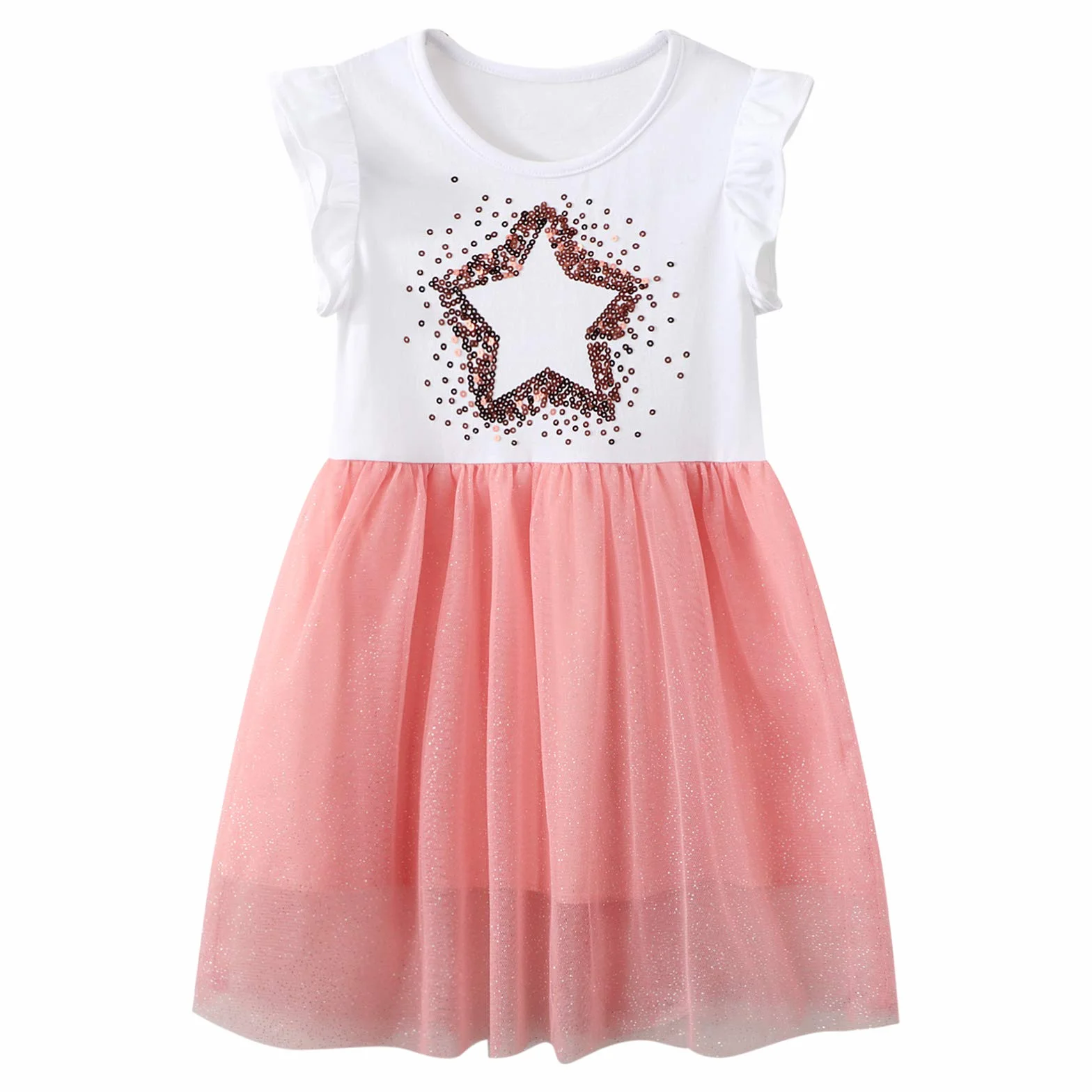 JinBei Vestido Algodon Manga Corta Sin Mangas T-Shirt Vestido Verano Bordado Animal Niña 2-7 Años
