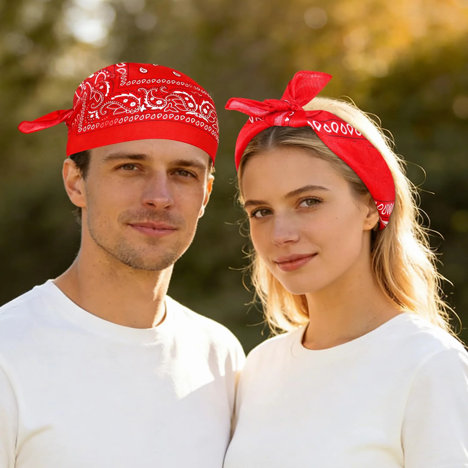 Morcheiong 8 bandanas de cachemira pañuelo para la cabeza rojo