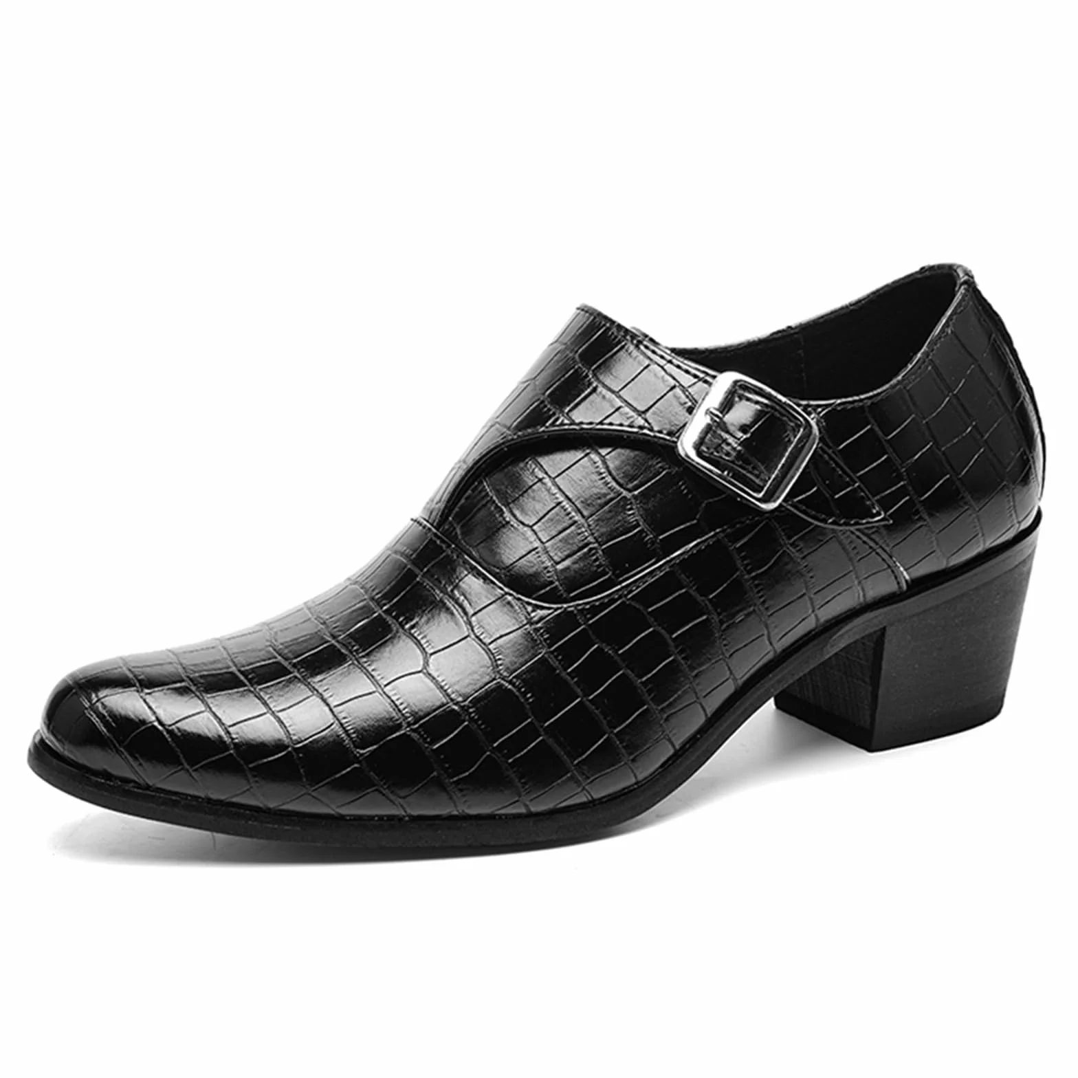Zapatos de Vestir de Tacón Alto Hombre Cuero Punta Puntiaguda para Fiesta