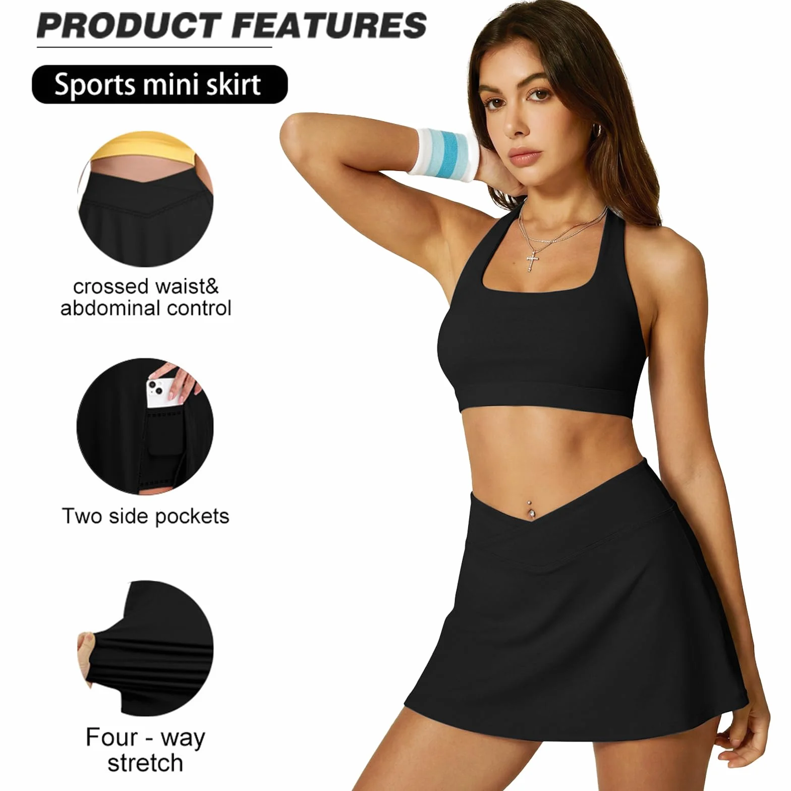 Falda Plisada Deportiva para Mujer, Skorts de Golf con Bolsillo, Minifalda para Correr y Gimnasio