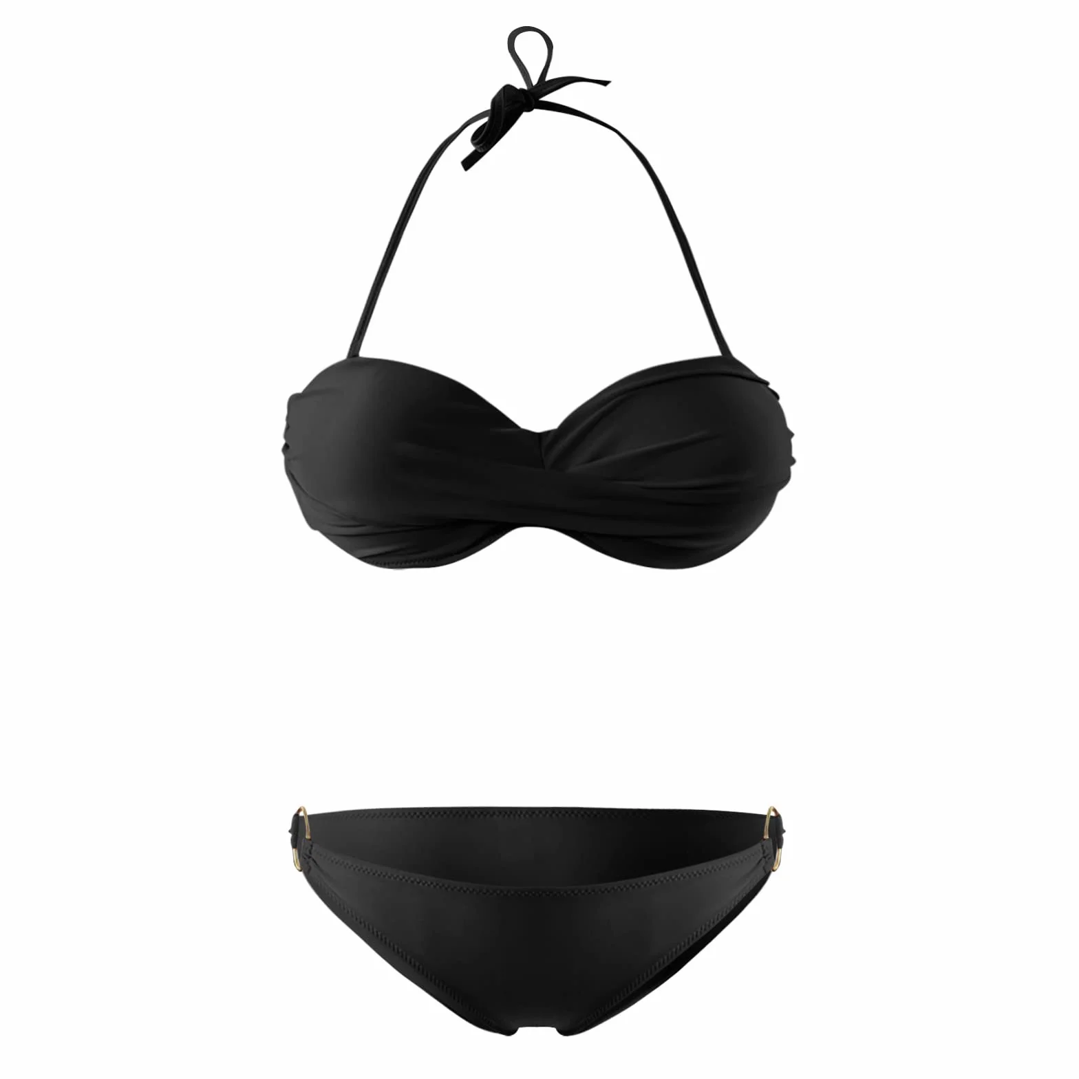 Conjunto de Bikini Push-Up de 2 Piezas para Mujer, Traje de Baño con Cintura Alta, Rayas Sin Tirantes