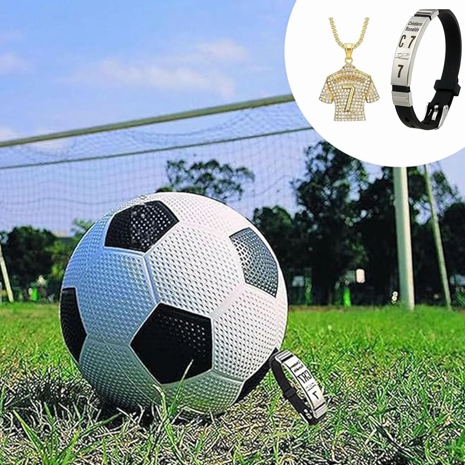 Juego de Cadena con Collar y Pulsera de Fútbol para Niños - Camiseta de Fútbol