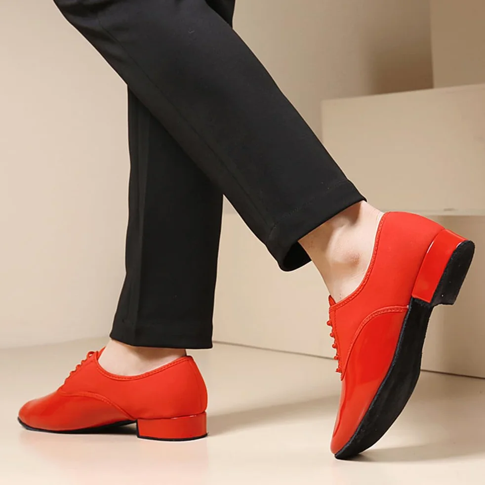 Zapatos de Baile para Hombre Latino Salsa Salón Suela de Cuero Vals Interior