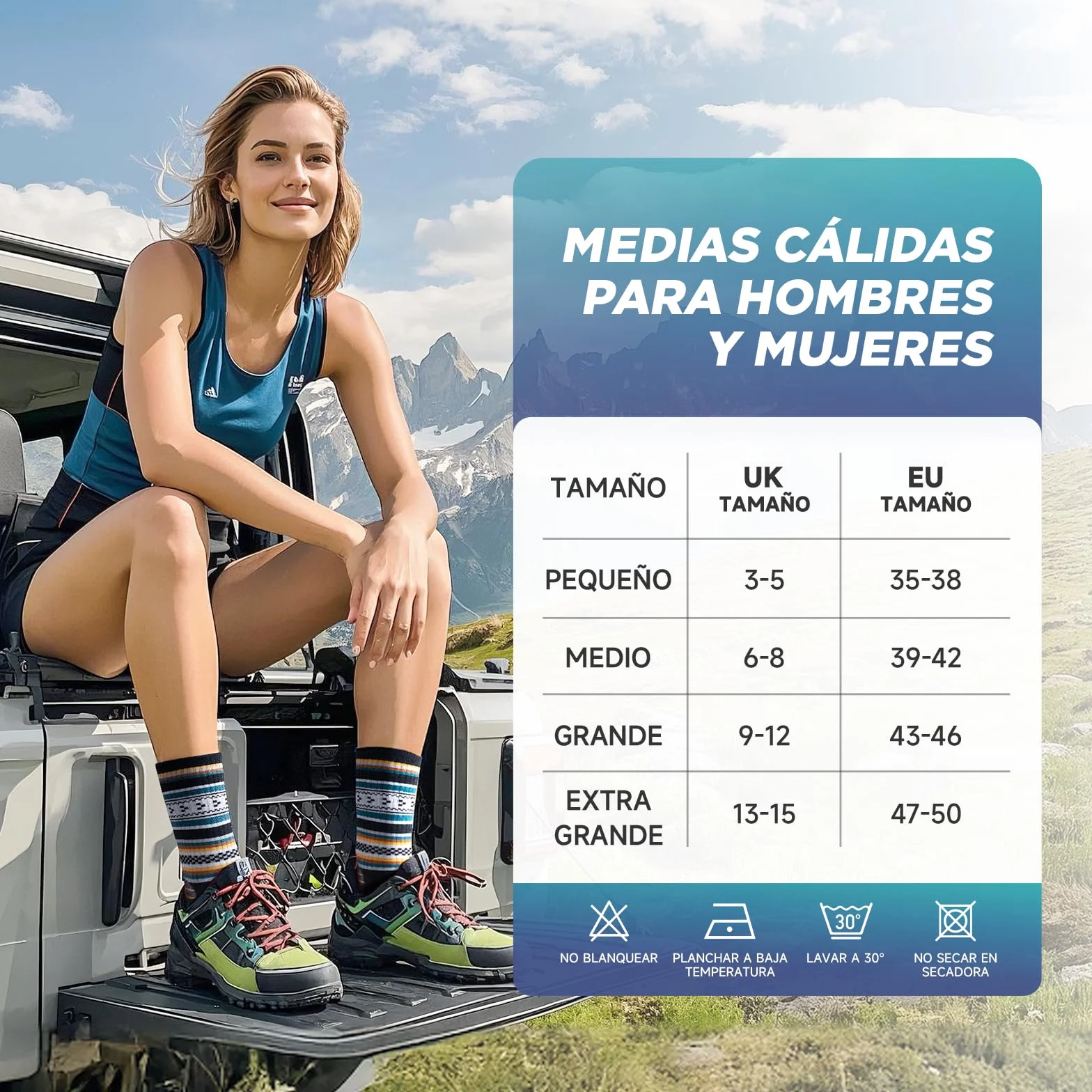 Calcetines Térmicos de Lana Merino para Hombre Invierno Trekking