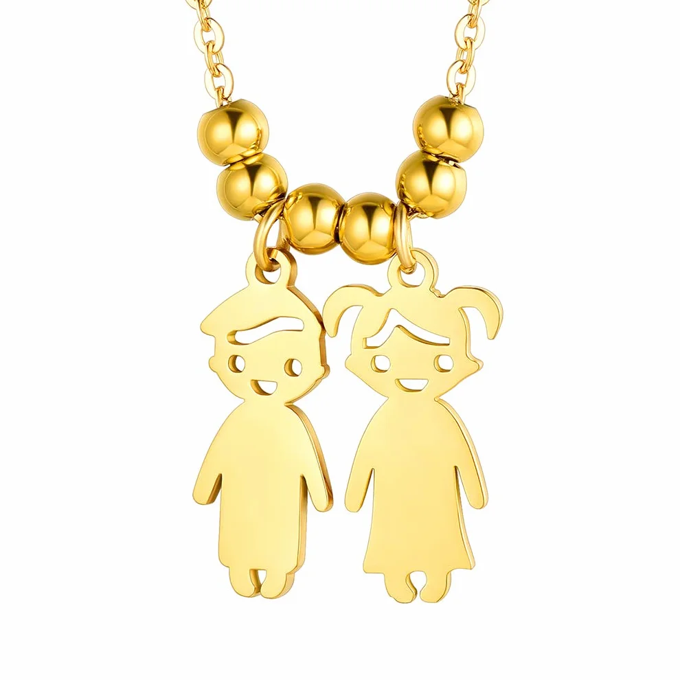 Collar Acero Inoxidable 316L Oro 18K Colgante Niño Niña Mujer Regalo Día Madre