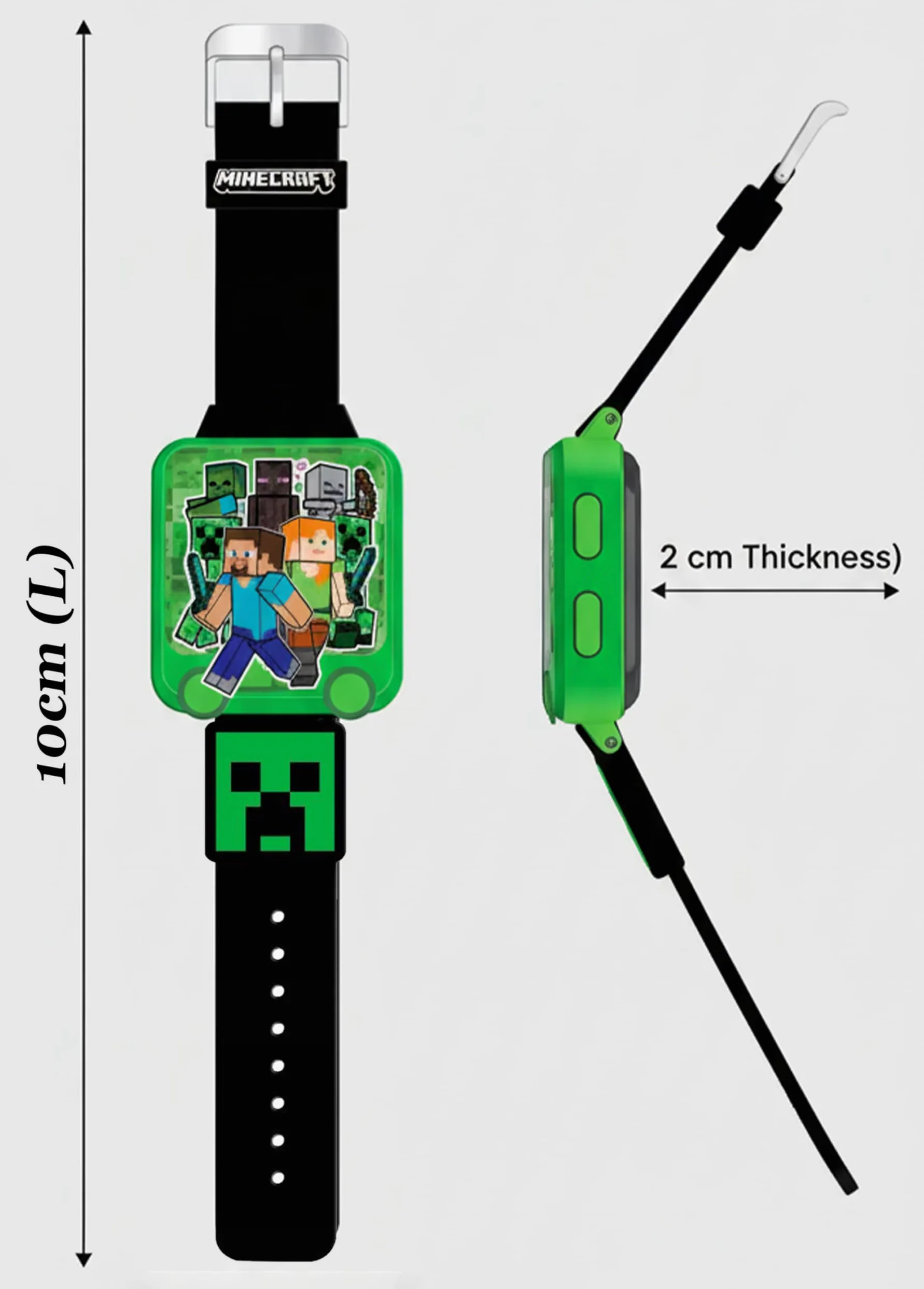 SRV Hub Minecraft - Reloj digital educativo - Reloj inteligente LED para niños con 5 divertidos juegos de aprendizaje, temporizador, alarma, cronómetro, 10 caras de reloj, correa de silicona azul - A