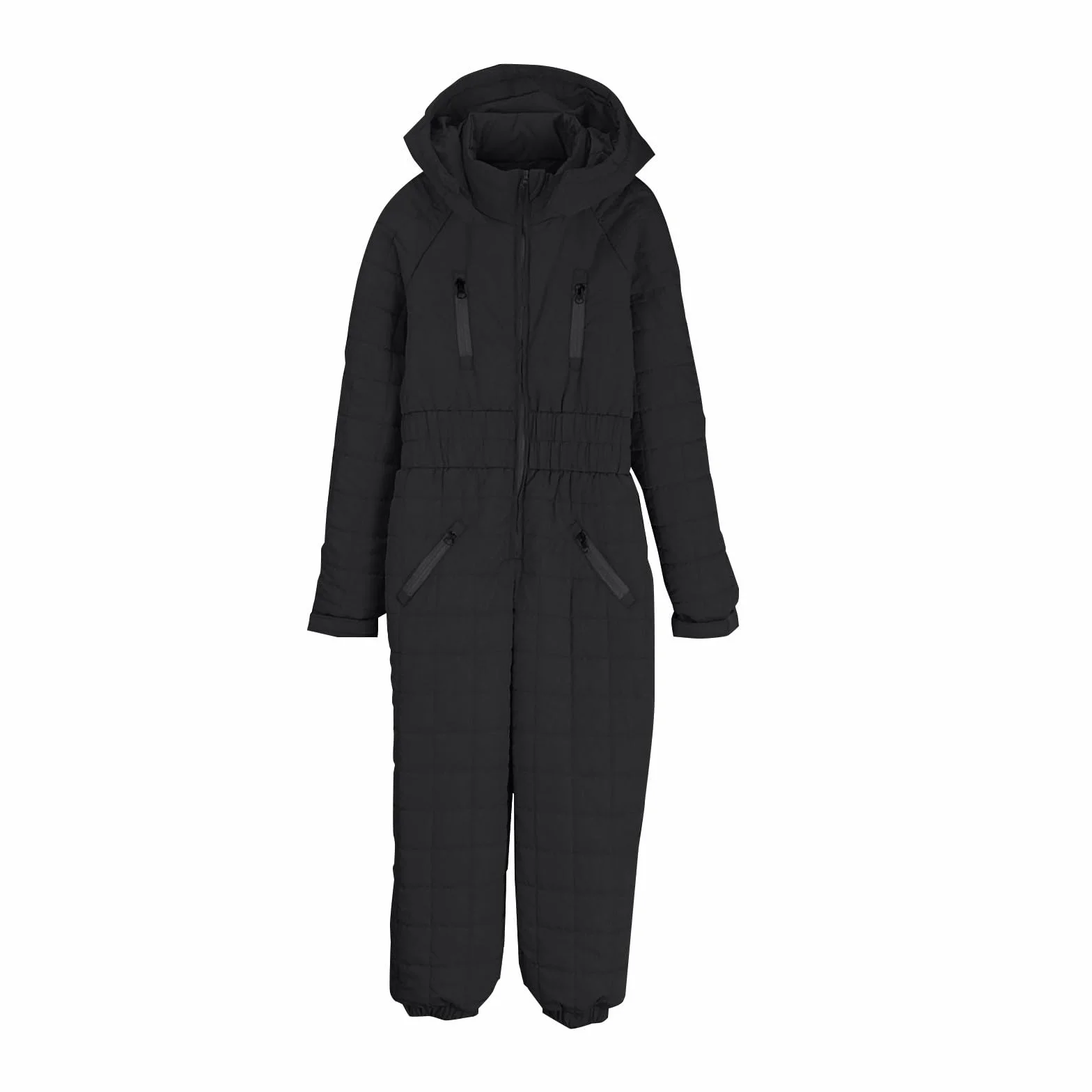 Traje de nieve acolchado para jóvenes con cremallera central, mono con capucha y forro polar otoño invierno