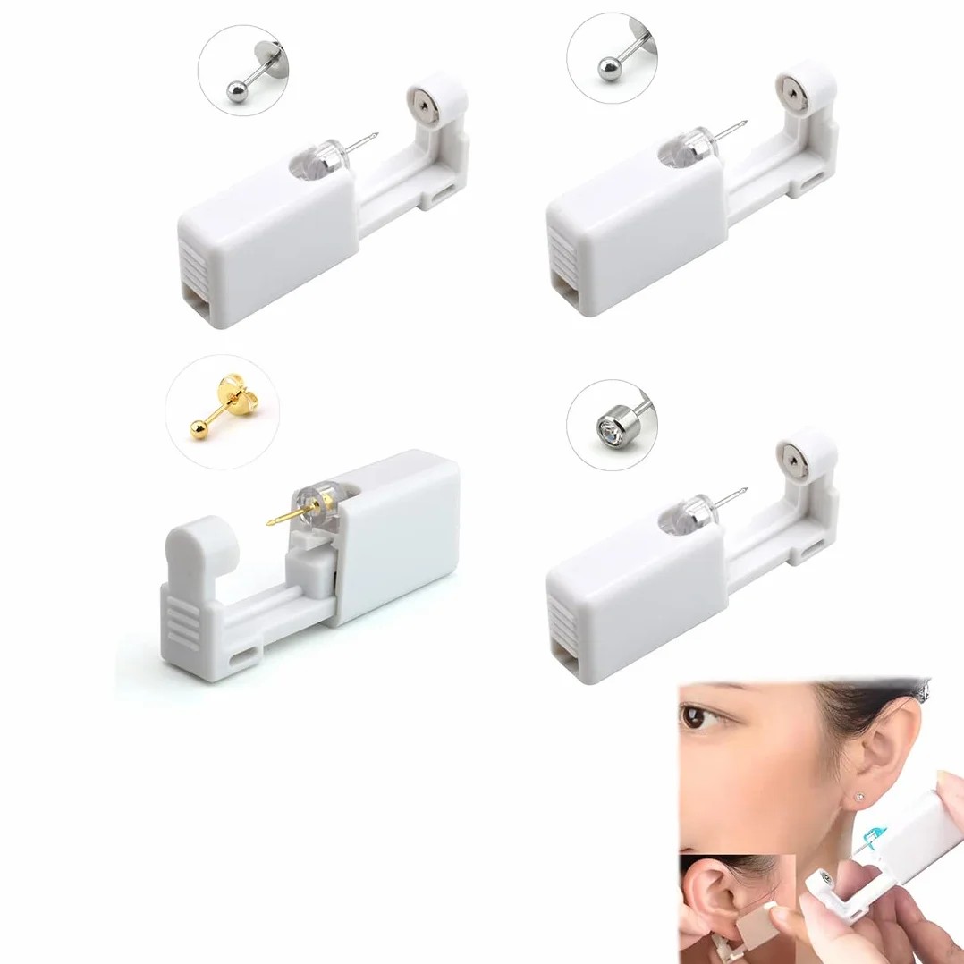 Pistolas Desechables para Piercing de Oreja, Kit de Perforación sin Dolor Portátil 4 Piezas