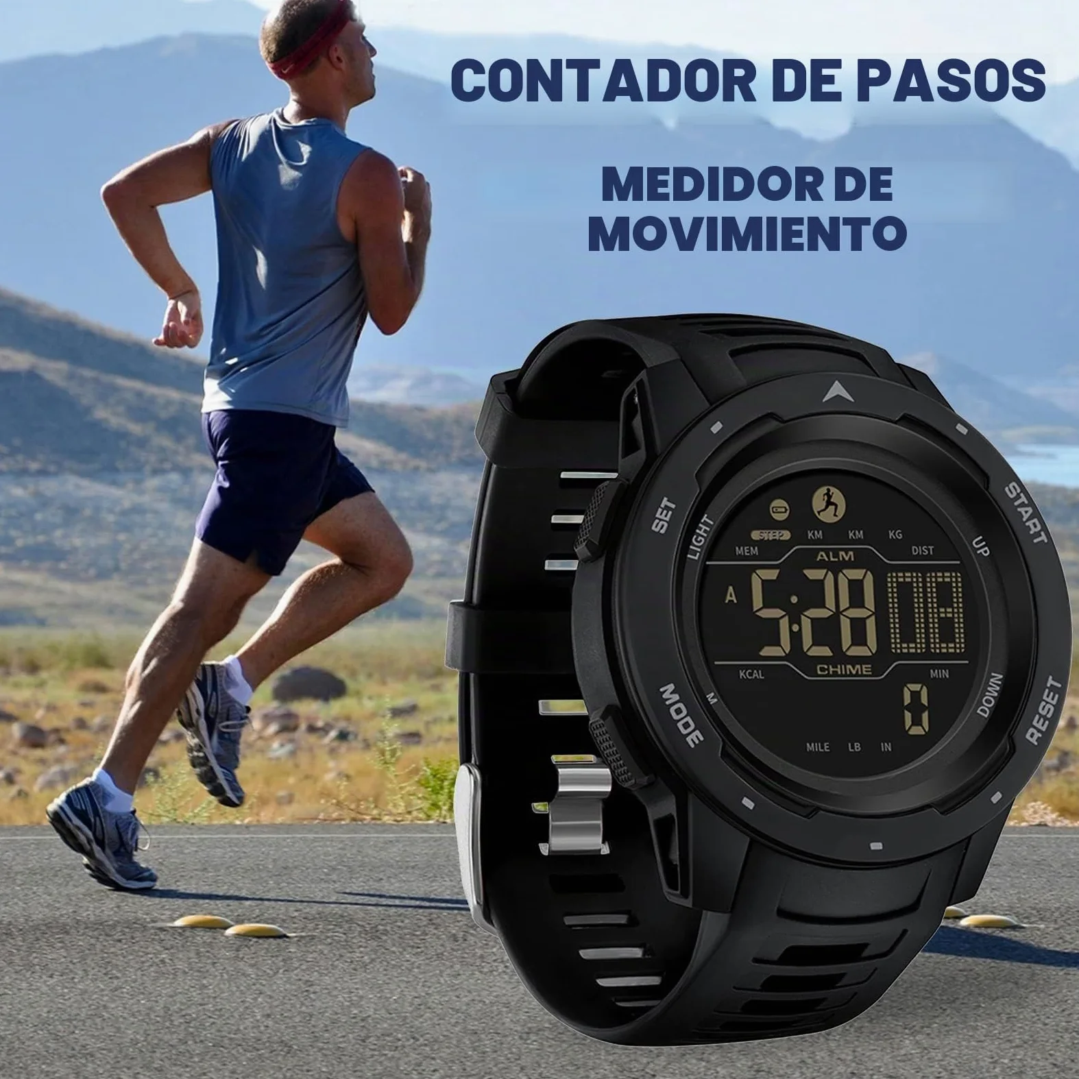 findtime Reloj Digital para Hombre Relojes Militares para Hombres Contador de Pasos y Calorías Podómetro Cronómetro Alarma Multifunción Retroiluminación LED 5ATM Resistente al Agua Reloj para Hombres