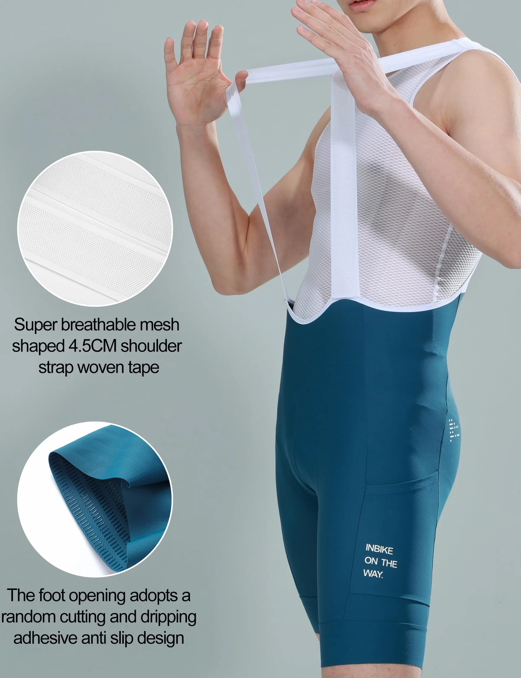 INBIKE Culotte Ciclismo Hombres Verano Gel Acolchado Bolsillo Lateral Transpirable