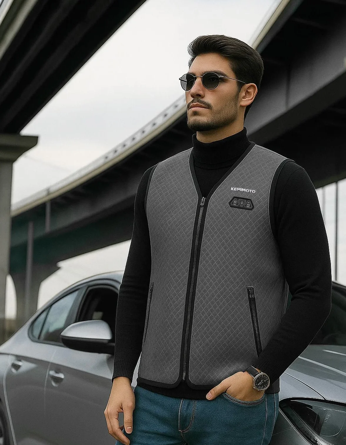 Chalecos Calefactables KEMIMOTO para Hombre 6 Zonas de Calor, Esquí Pesca Moto (Sin Batería)
