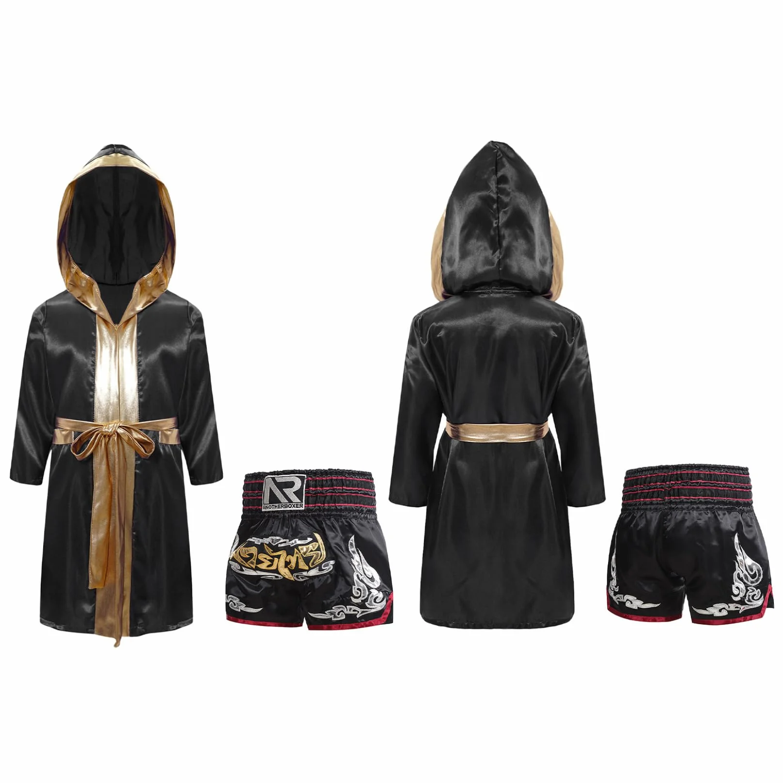 Runhomal Conjunto de pantalones cortos de boxeo para niño bata entrenamiento boxing MMA Muay Thai 9-10 Años