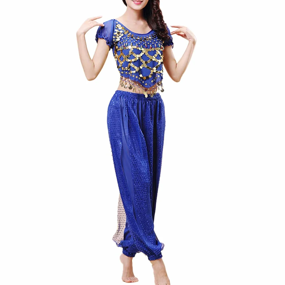 Trajes de Danza del Vientre para Mujer Parte Superior y Pantalones Linterna Bailarina Carnaval