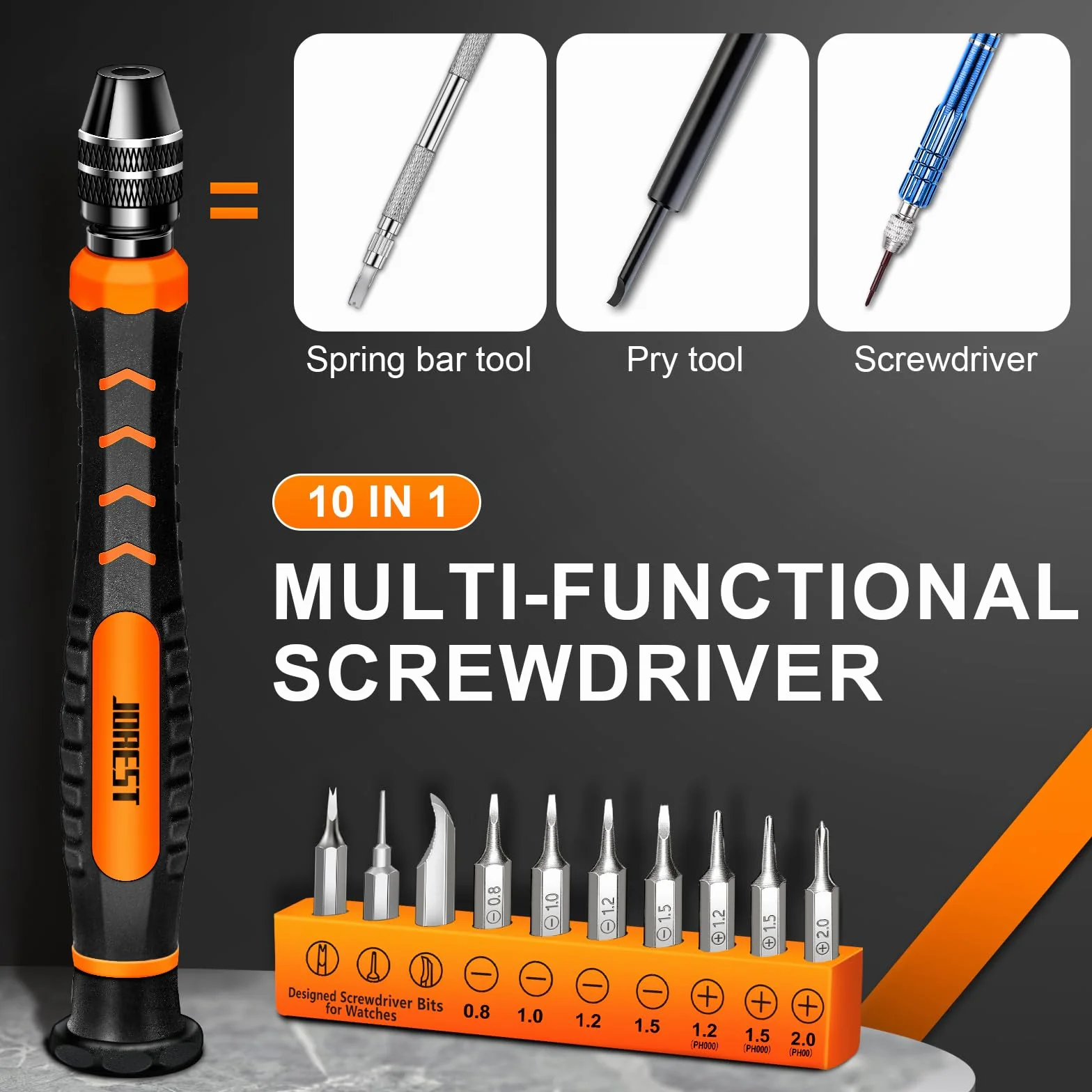 JOREST Kit Reparacion Reloj, Herramientas Relojero con Destornillador, Llaves, Martillo y Pasadores