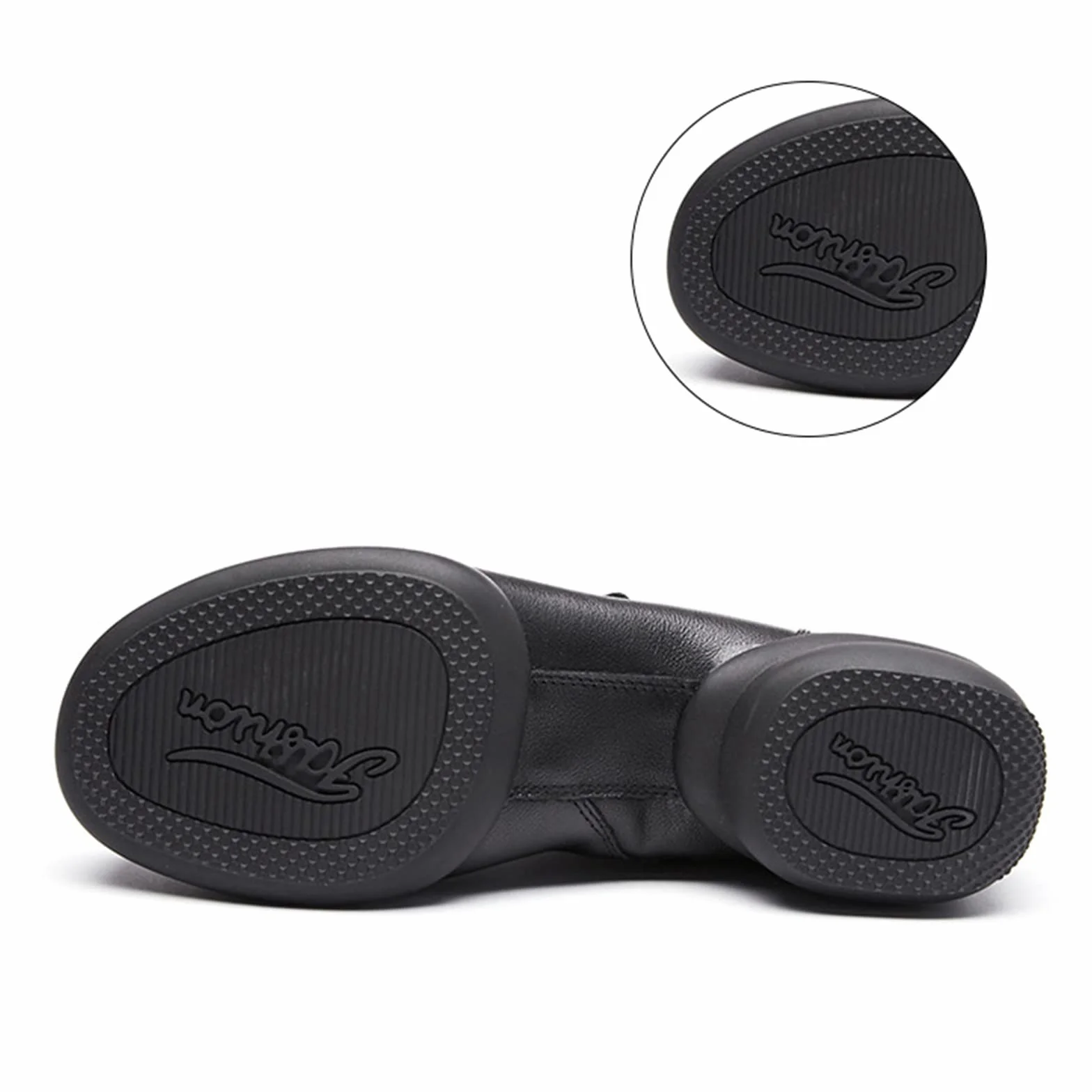 Botas de Baile Latino Moderno para Hombres con Suela Dividida Cuero Cremallera Lateral Tacón Bajo