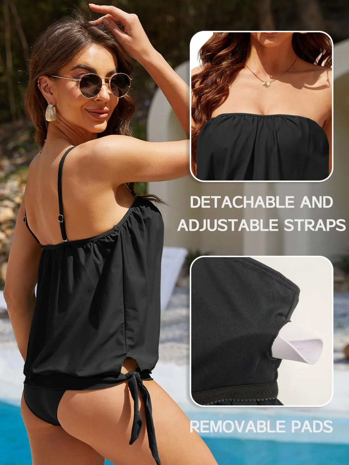 CheChury Tankini Sets Mujer Traje de Baño 2 Piezas Verano Push Up Bañador Cintura Alta Talla Grande Ropa de Playa Estampado Floral