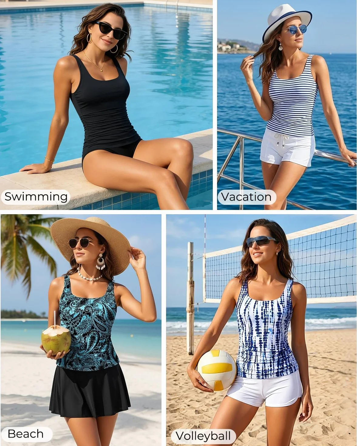 Aqua Eve Tankini Top Tummy Control Swimwear for Women
