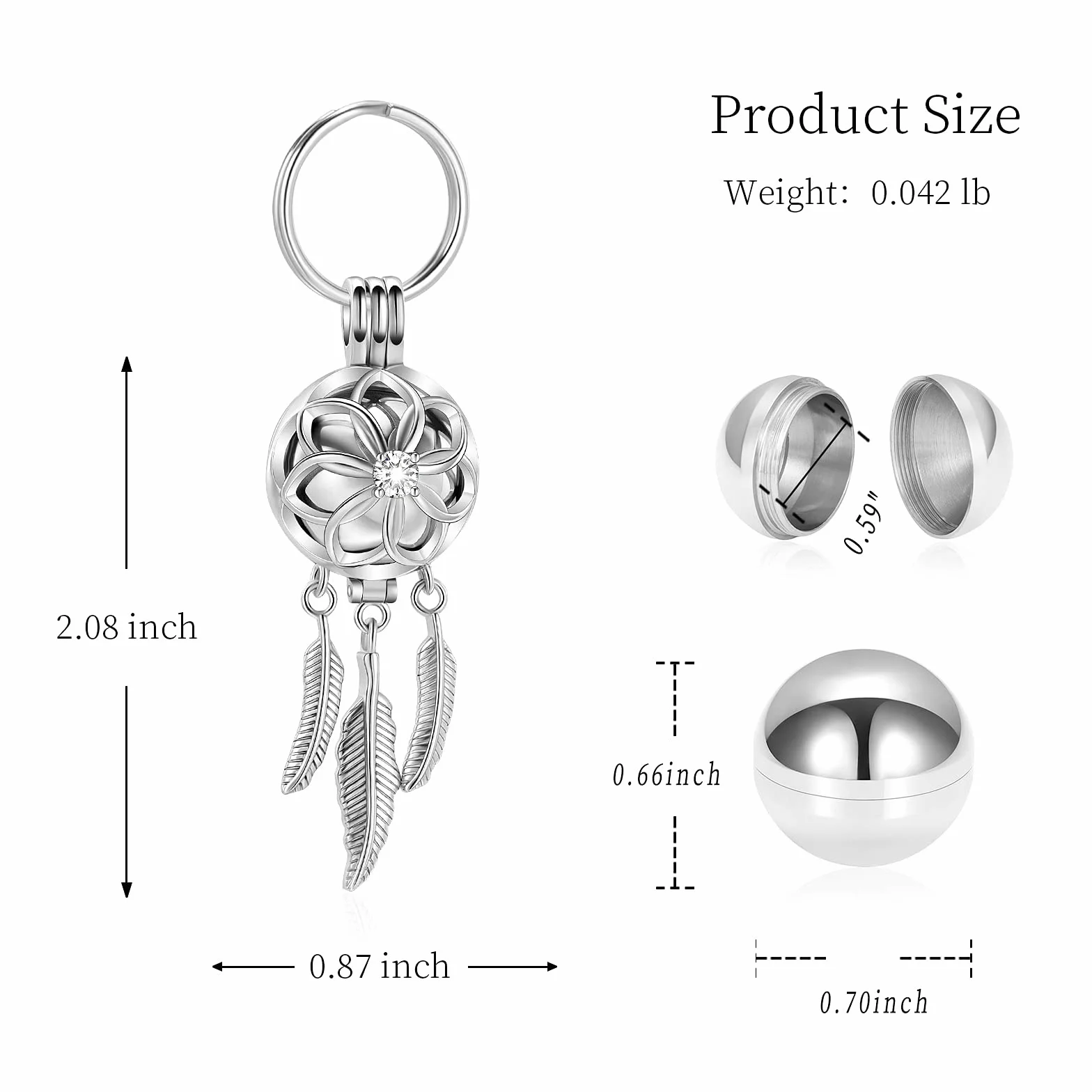 Llavero de urna de atrapasueños para cenizas de acero inoxidable, colgante de joyería de cremación