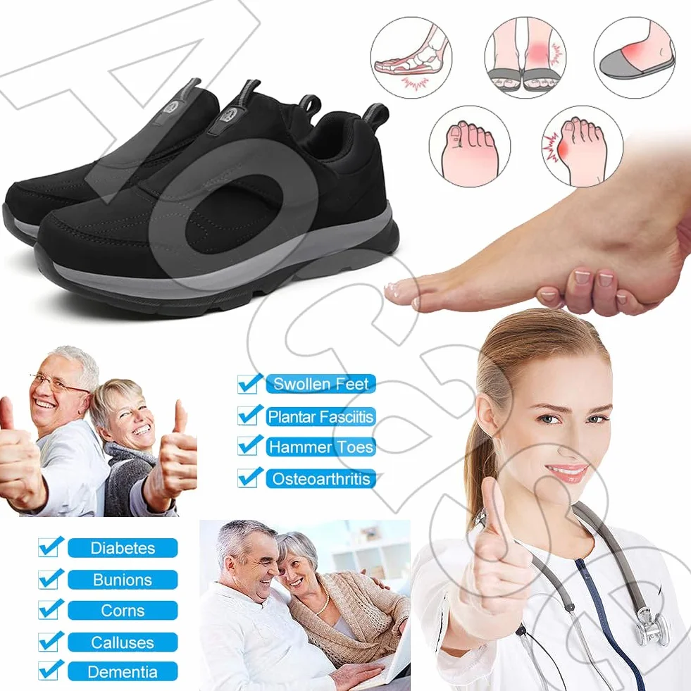 Buty ortopedyczne damskie na haluksy szerokie regulowane czarne 37