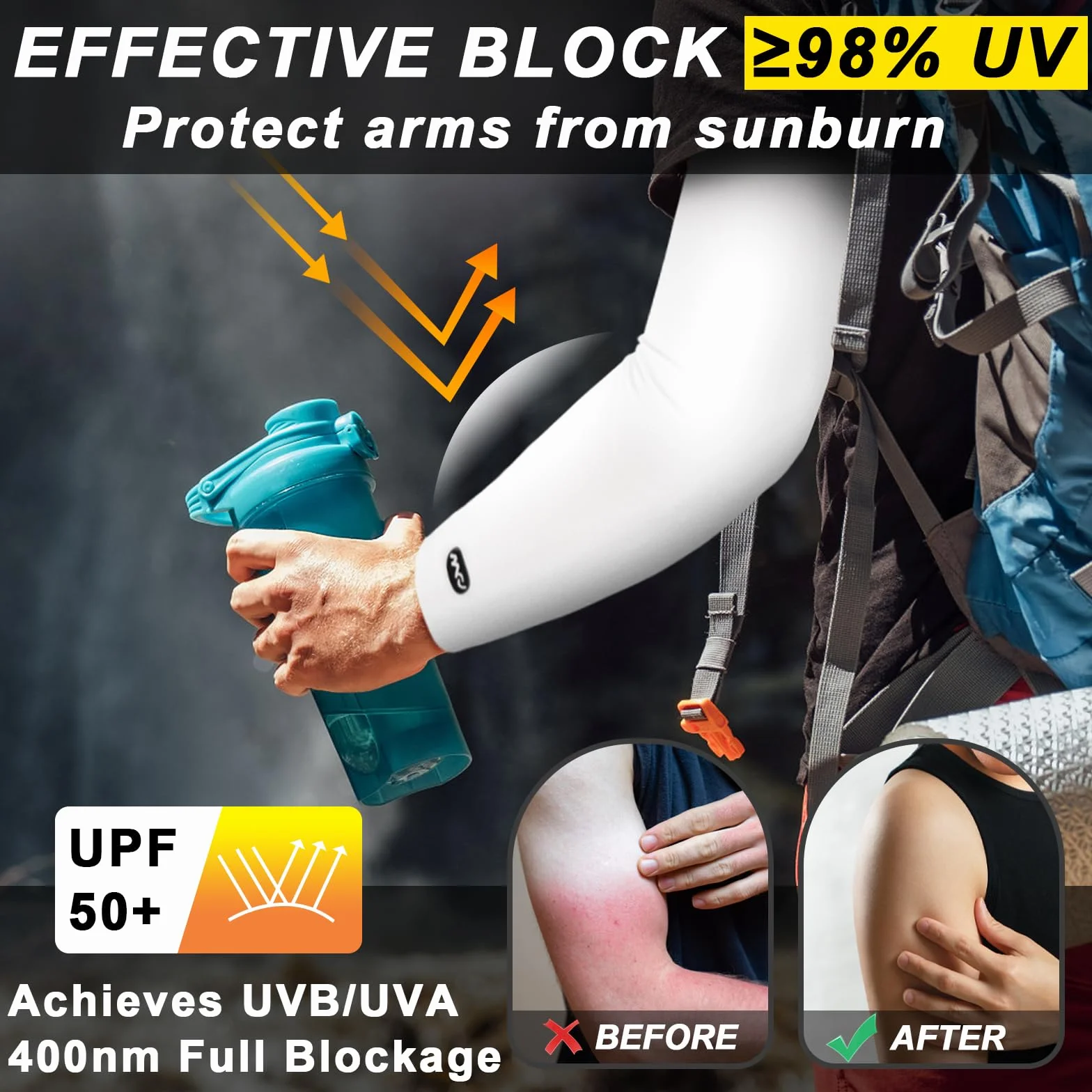 Mangas de protección solar UV UPF 50+ para hombres y mujeres, mangas de sol refrescantes