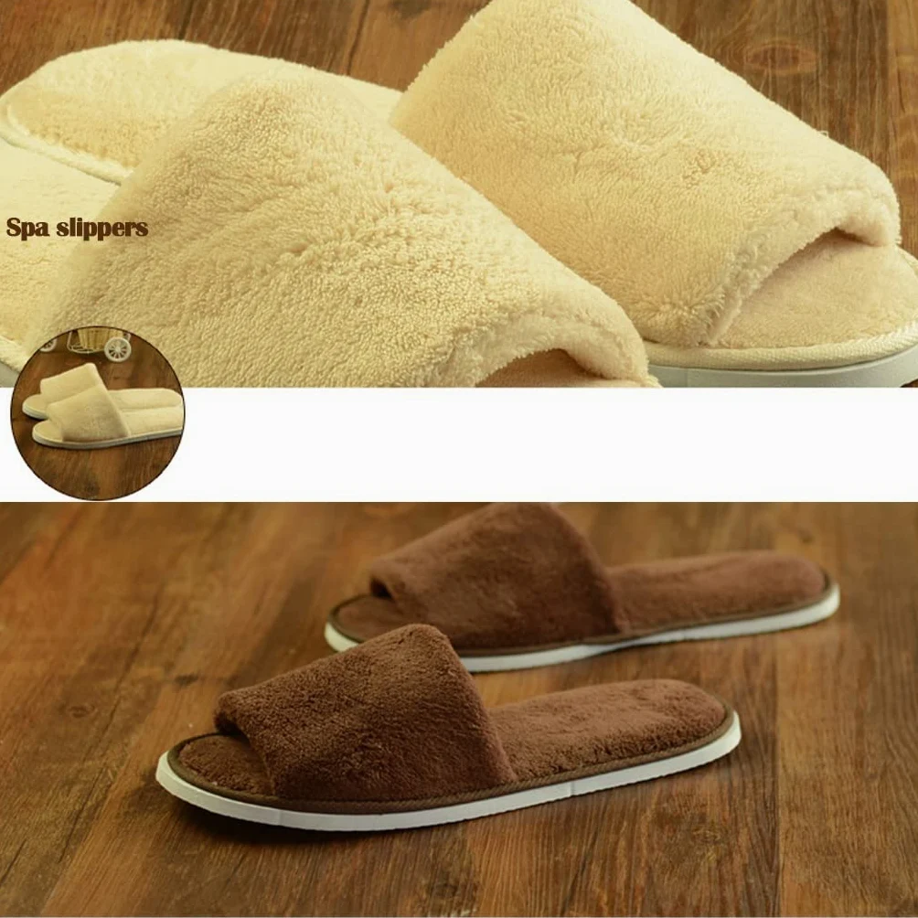 10 Pares de Zapatillas de SPA Desechables con Punta Abierta, Transpirables, Suaves y cómodas, adecuadas para Hombres y Mujeres. Ocio, Vacaciones (Color: Beige, Tamaño: 11x4.3inches)
