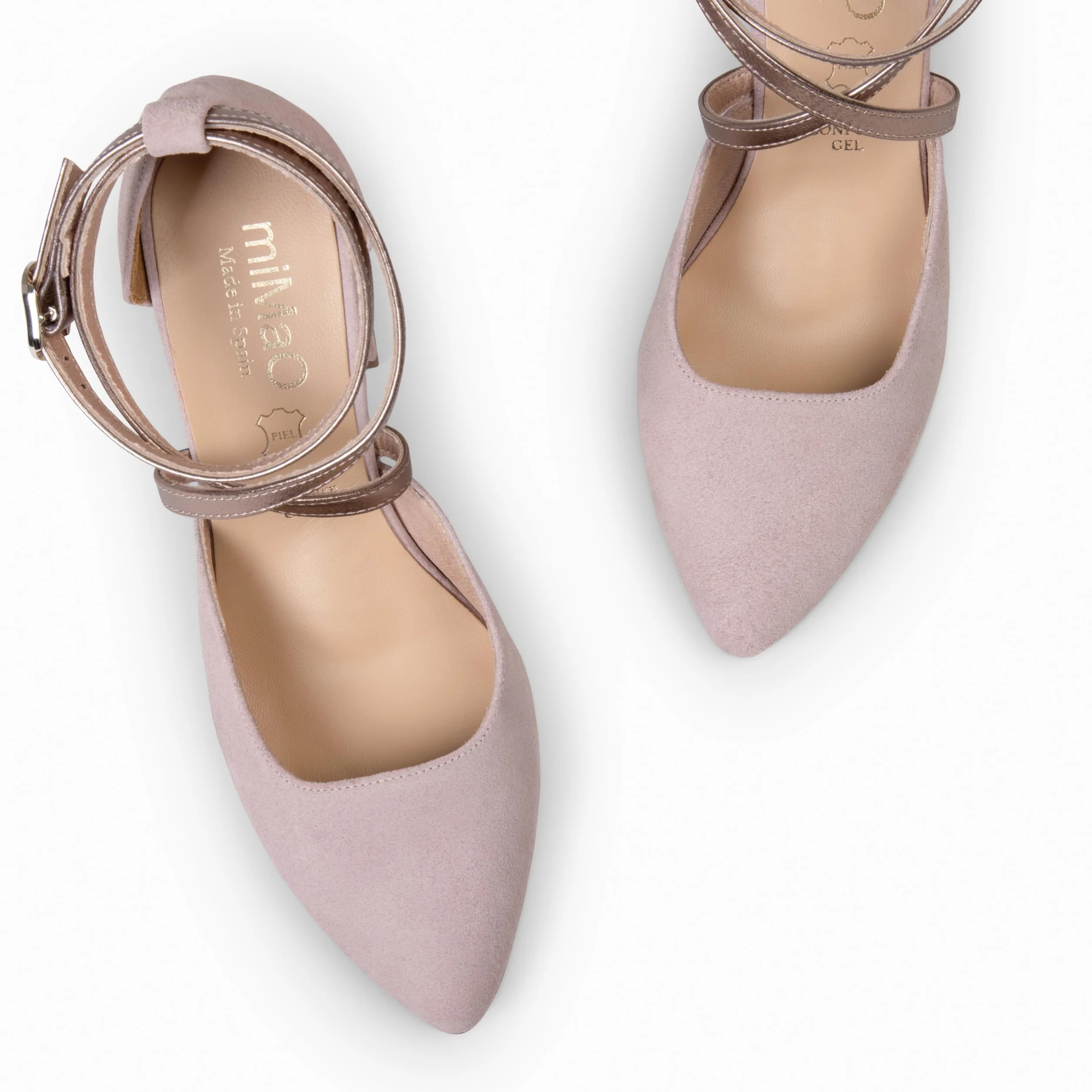 Zapatos de Fiesta Mujer con Tiras Cruzadas en Piel y Plantilla de Gel Hecho en España