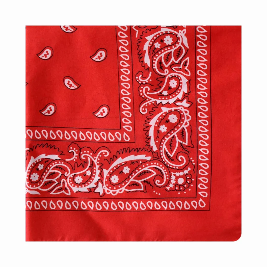 Bandana 100% Algodón Pañuelo Rojo Diseño Paisley
