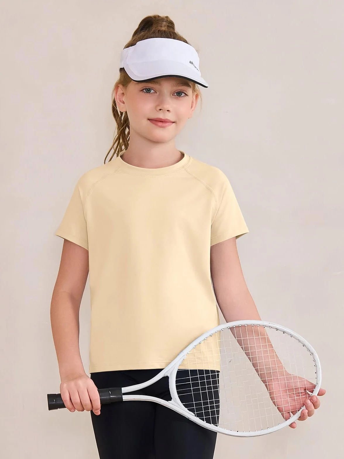 Haloumoning Camisetas deportivas manga corta secado rápido niñas 5-14 años