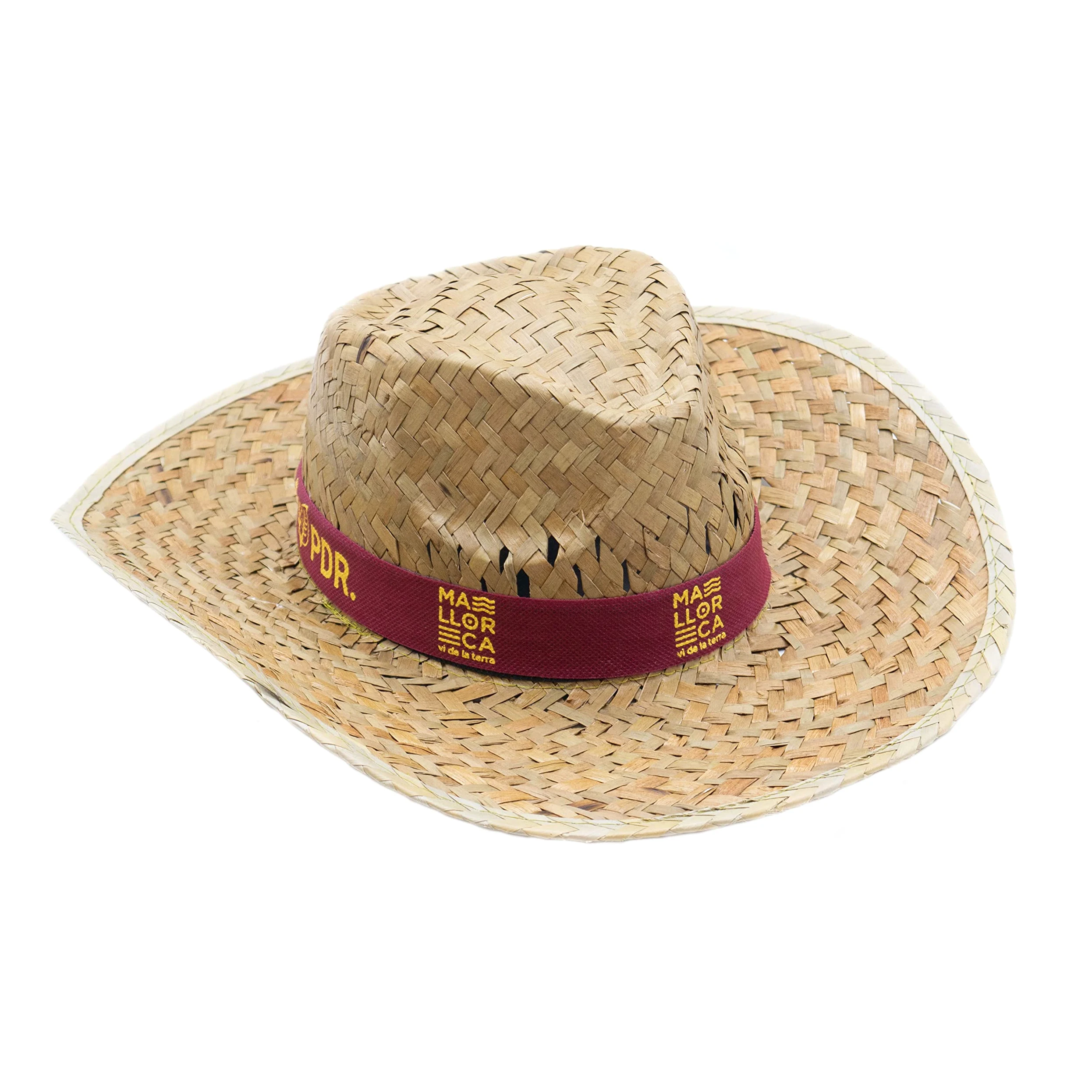 Sombreros de Paja Personalizados para Eventos - Pack 50 Gorros Muy Transpirables - Elige el Color de la Cinta del Sombrero y Pon tu Logo o Frase (Modelo Vert)