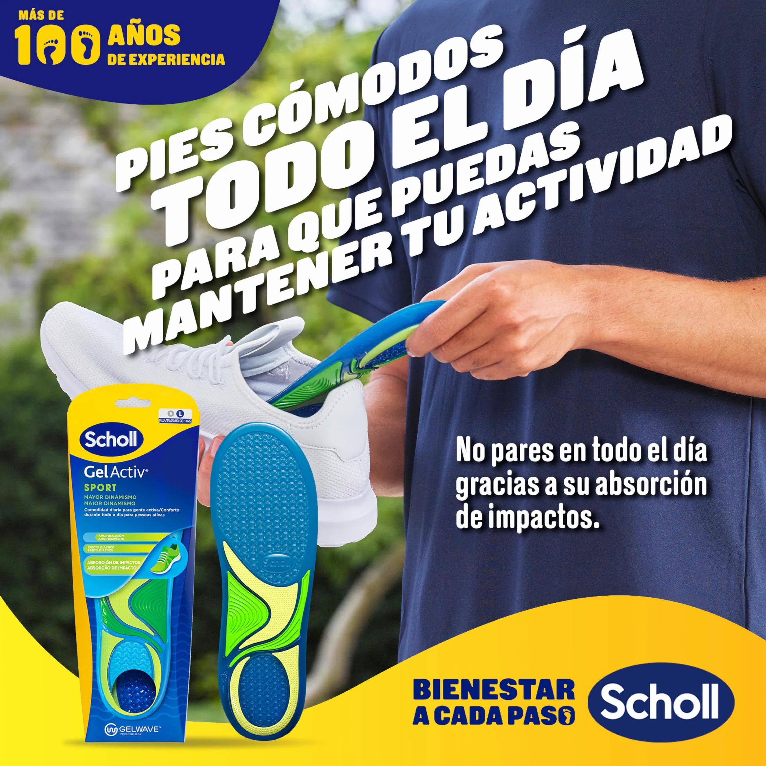 Dr. Scholl's Plantillas GelActiv Sport Hombre Talla 40-46,5 Calzado Deportivo
