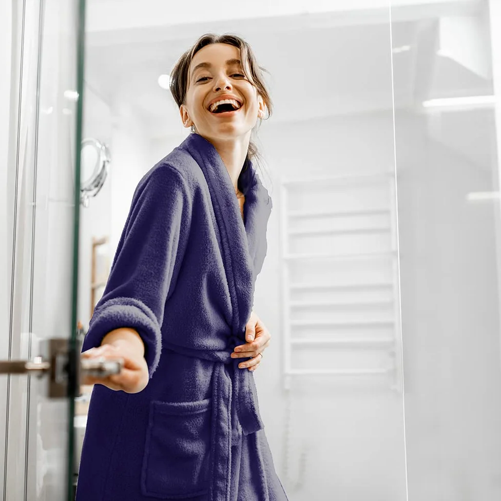 Alpes Blanc – Albornoz de baño mixto con cuello chal – 70% algodón y 30% bambú de 450 g/m² – Ultra suave, ultra absorbente e hipoalergénica