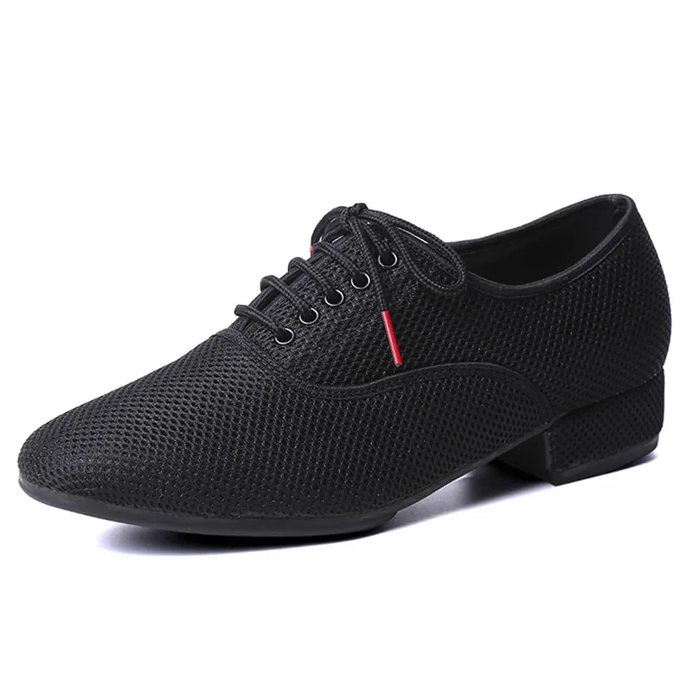 Zapatos de Baile de Malla Hombre Suela Cuero Cordones Salsa Latinas