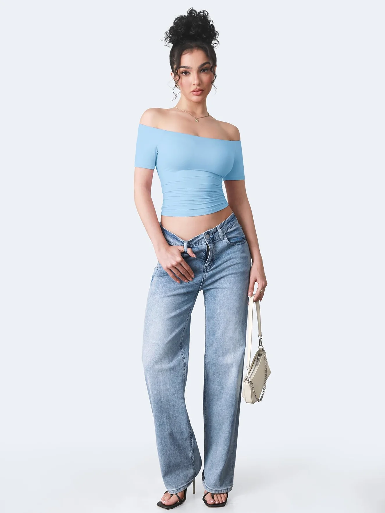 ZAAYO Y2K Summer Crop Top Camiseta deportiva para mujer con hombros descubiertos