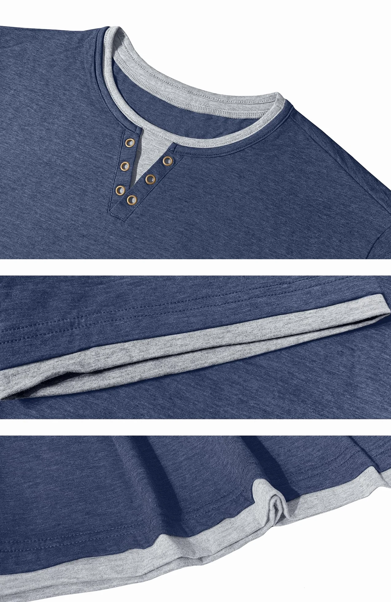 Camiseta Hombre Manga Corta Cuello Redondo Bloques Color
